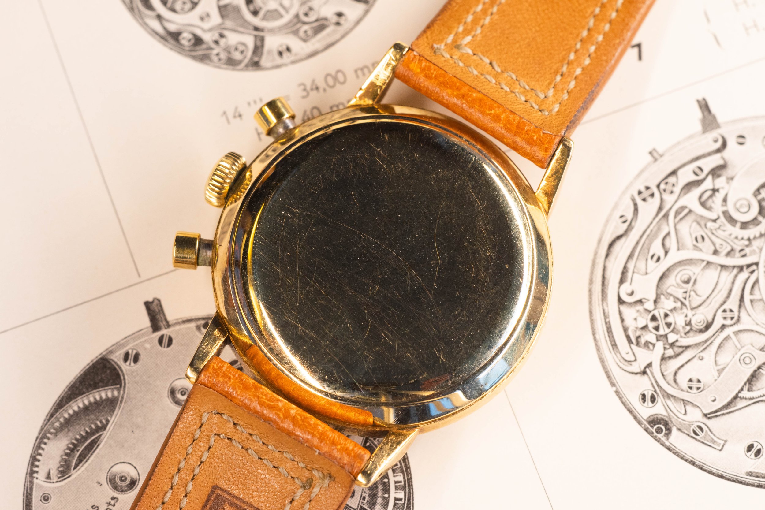 Lemania 27CH Chronograph 18k caseback