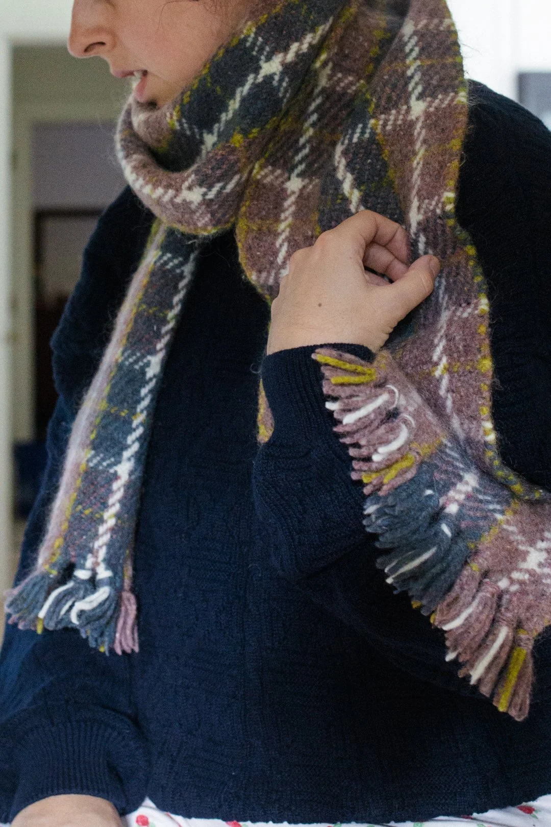 plaid handwoven scarf