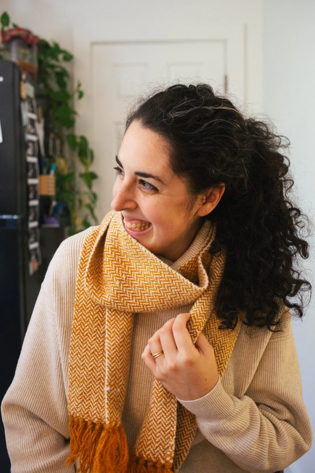 woven wool tweed scarf
