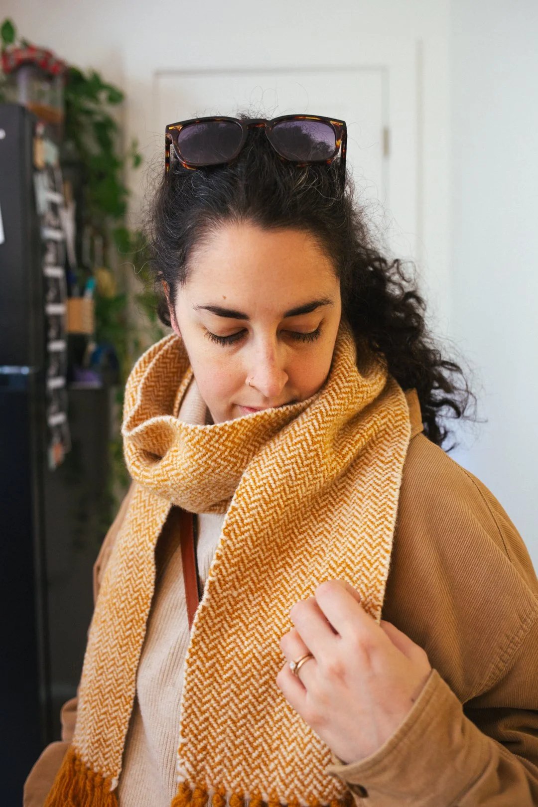 woven wool tweed scarf