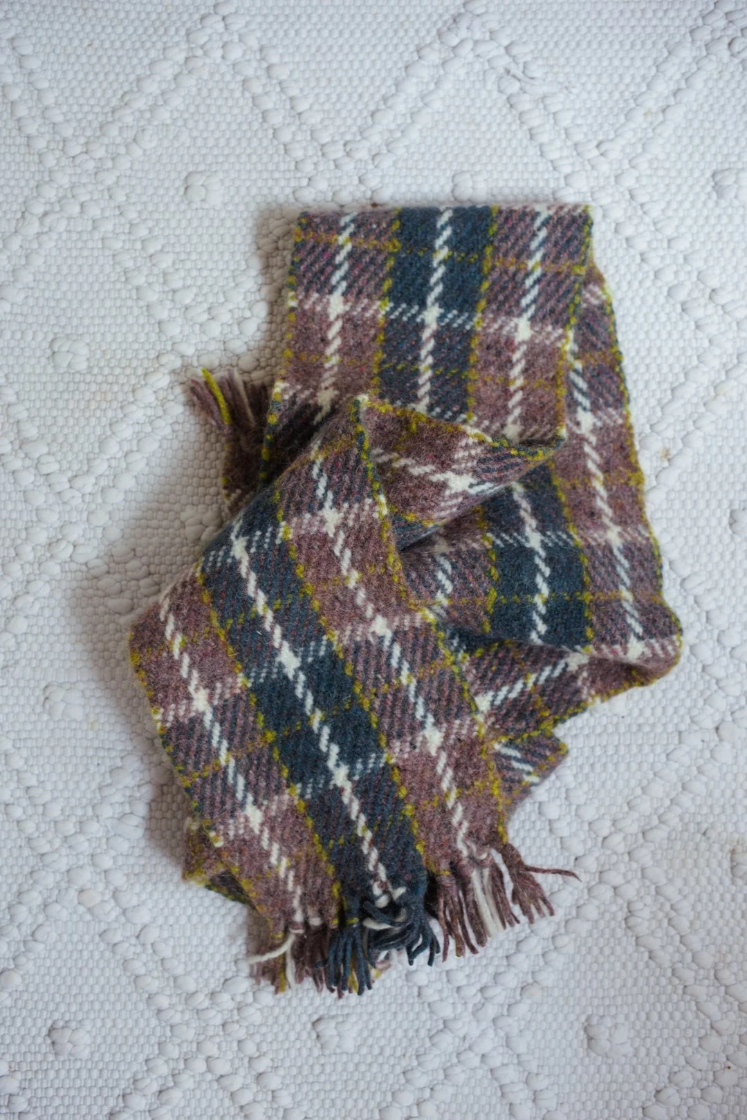 plaid wool handwoven scarf