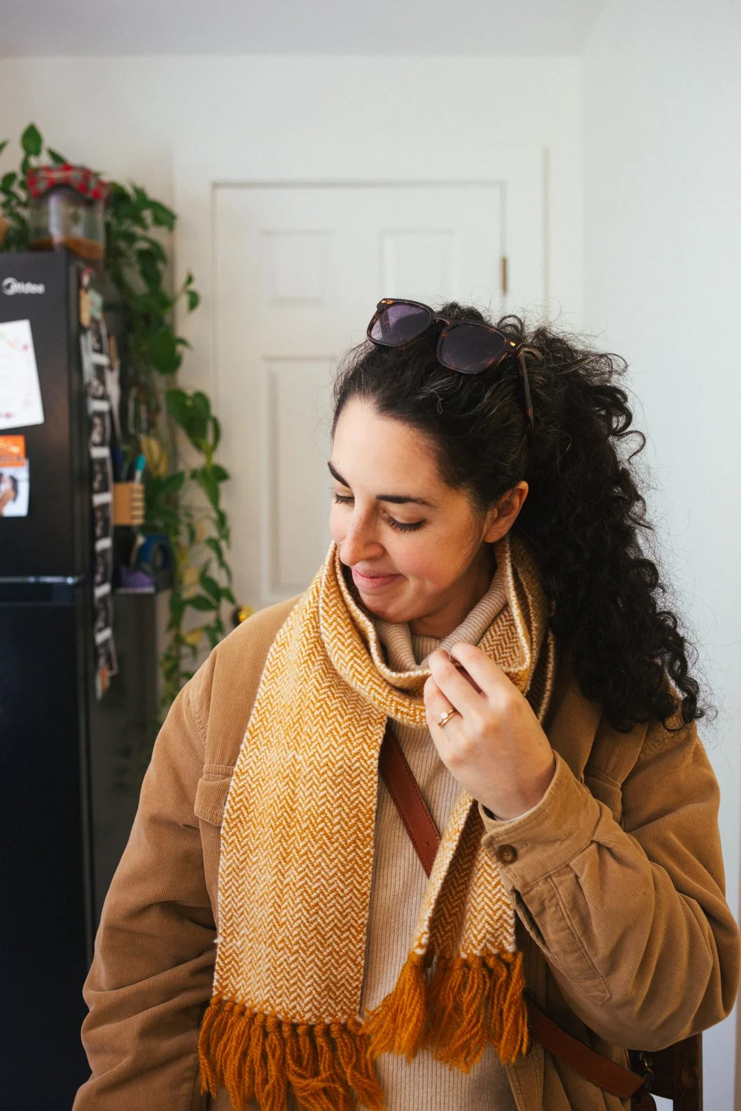 woven wool tweed scarf