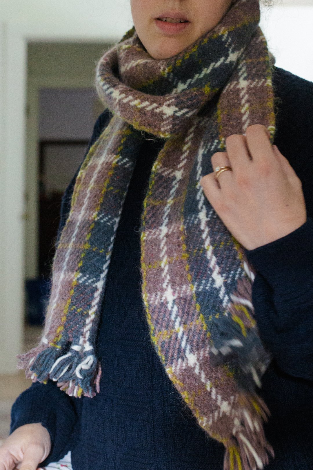 plaid wool handwoven scarf
