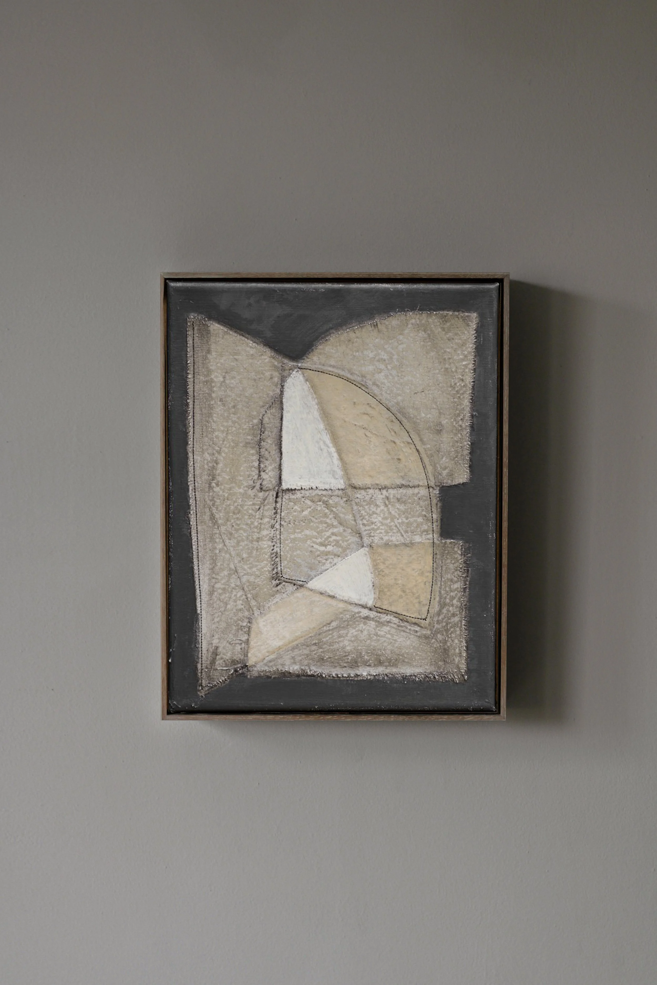 My Mind Wanders (2021) | 305mm x 230 mm | Re-cycled linen, Acrylic, stitch | SOLD