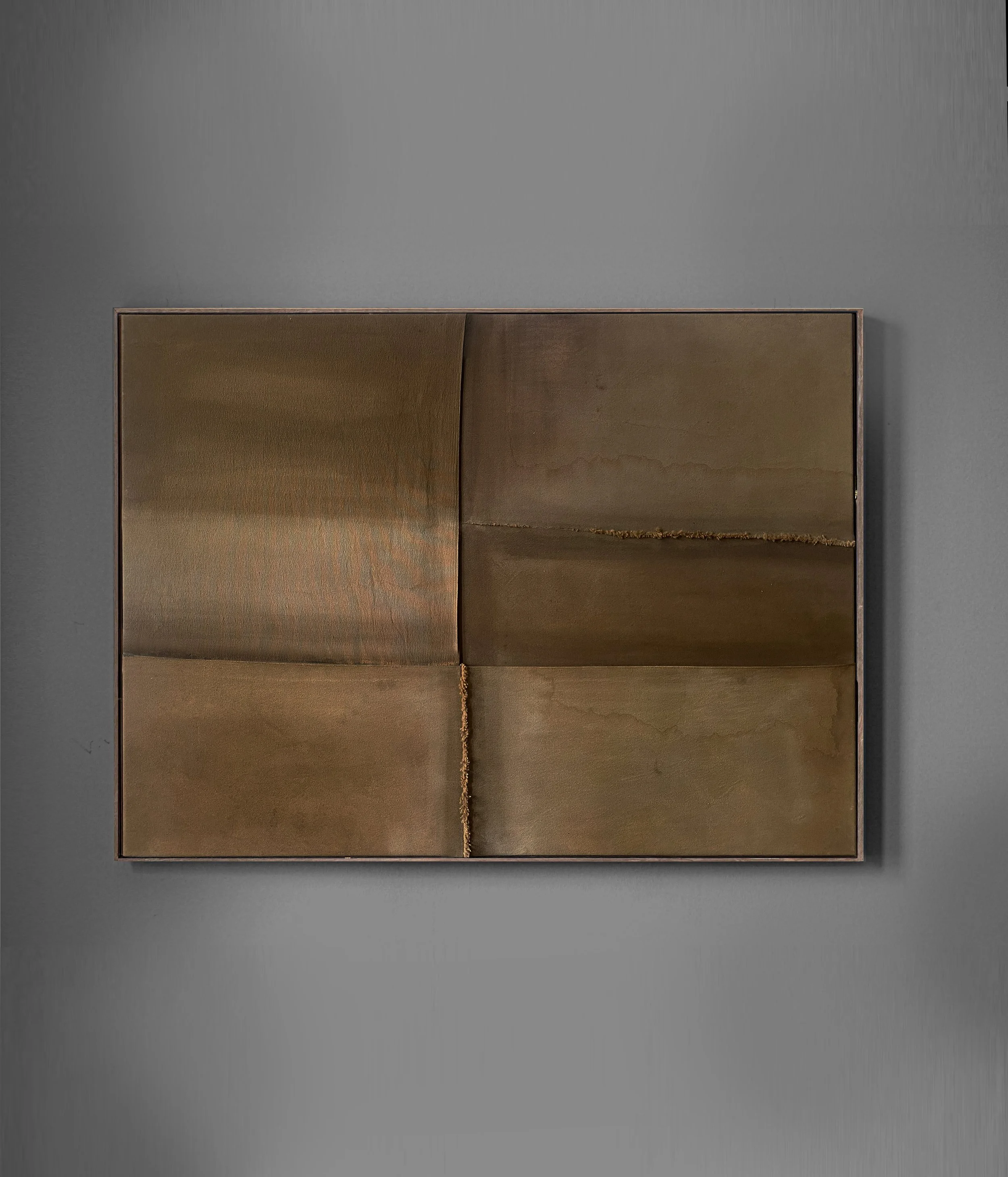 Always holding my hand (2024) | Original artwork | 110cm x 85cm | Lake pigment, natural dyes, salvaged wool, reclaimed cotton canvas | £2,800