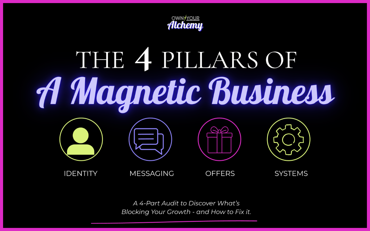 The 4 Pillars of a Magnetic Business — free spiritual entrepreneur audit covering identity, messaging, offers, and systems | Own Your Alchemy Spiritual CEO Starter Kit
