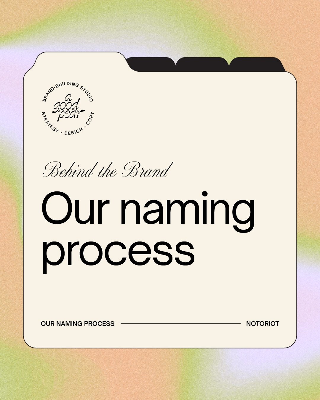 Swipe through to see a few naming options our client considered but didn&rsquo;t go with ⚡

Naming is one of the most exciting (and at times, challenging) exercises. We always start by nailing down a strategic direction, then create options based how