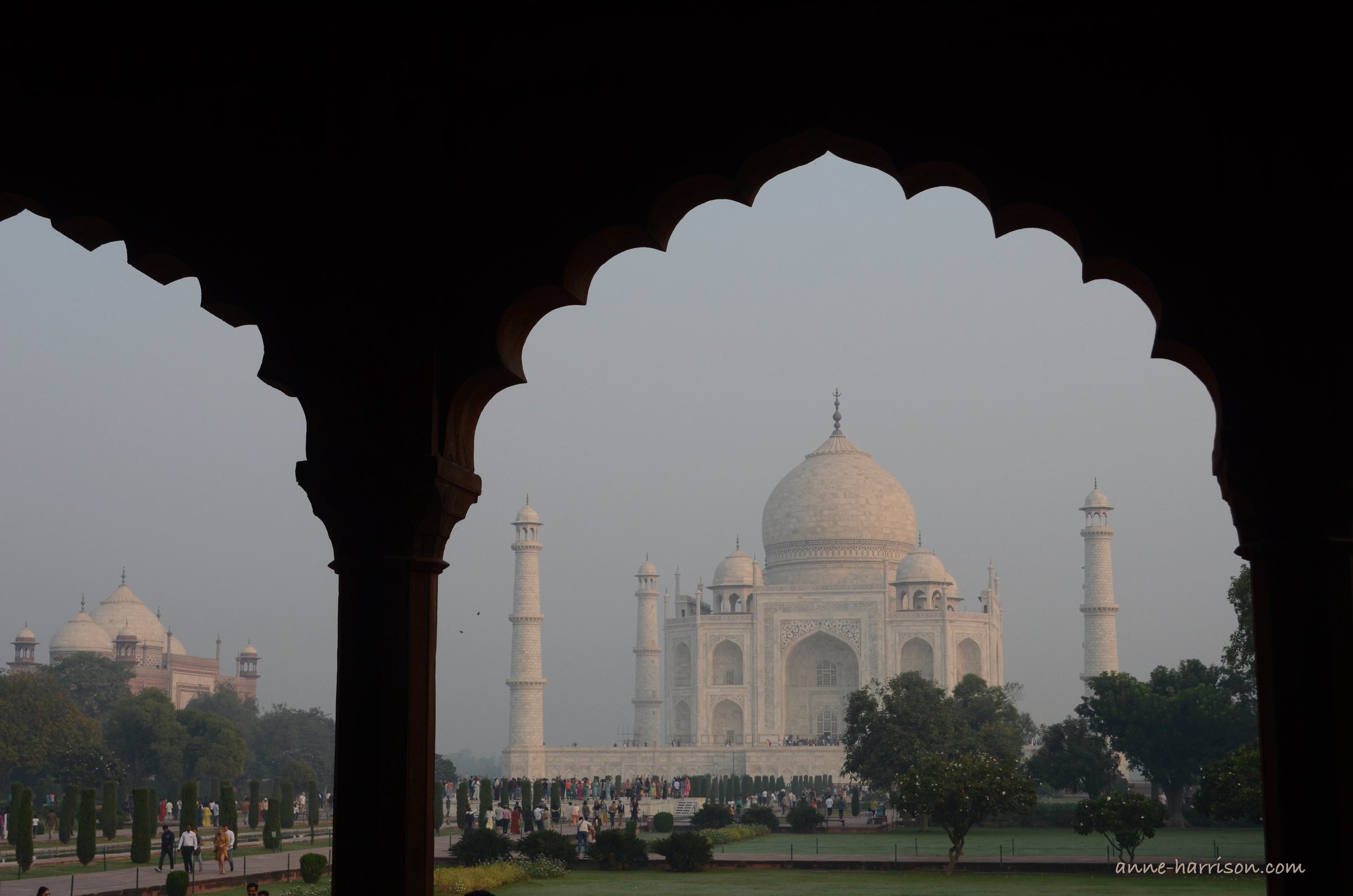 The Taj Mahal seen through an archway