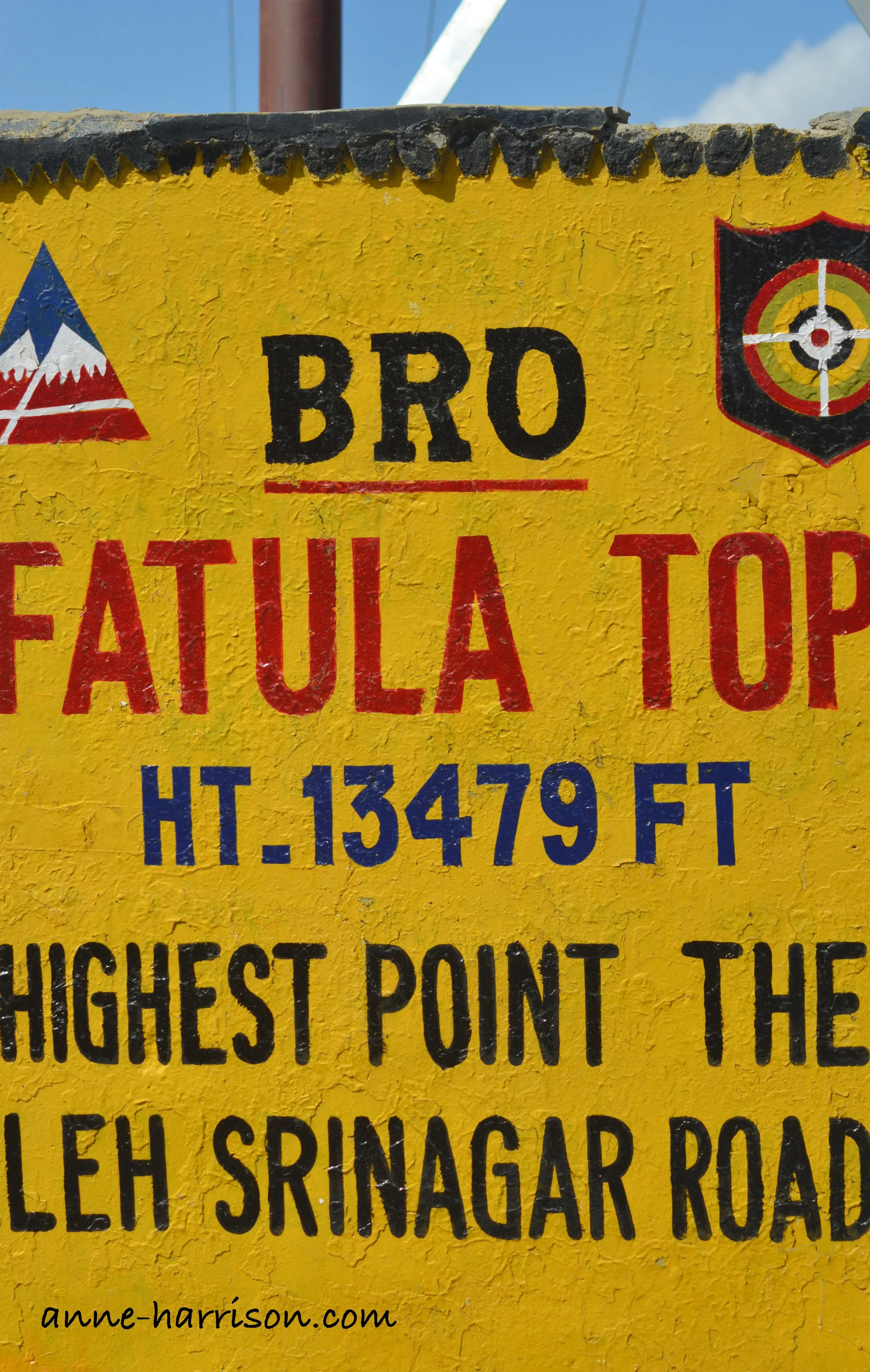 Sign while crossing the highest pass © A. Harrison