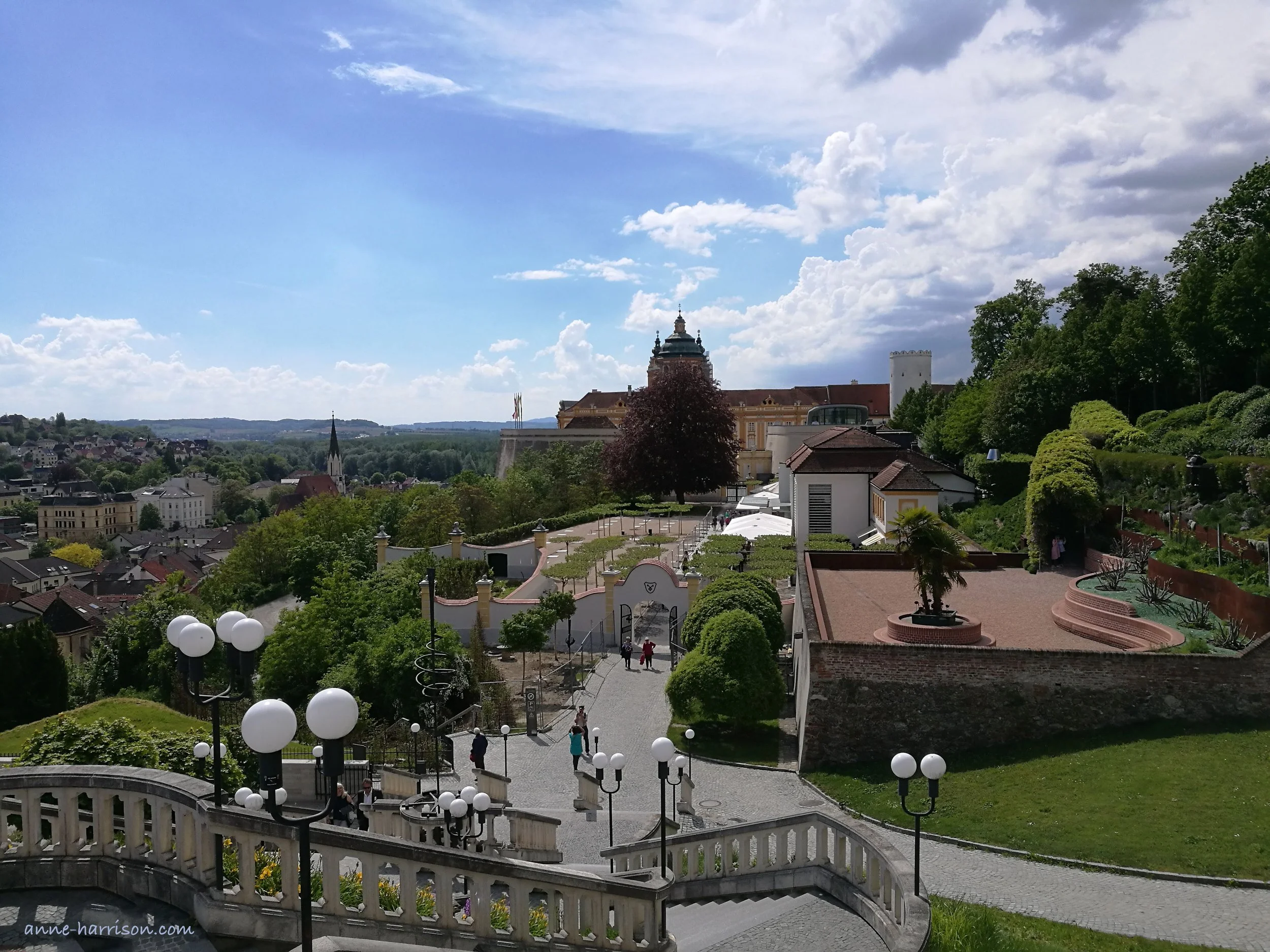 The Belvedere gardens in Vienna, looking down over a staircase to the Lower Museum