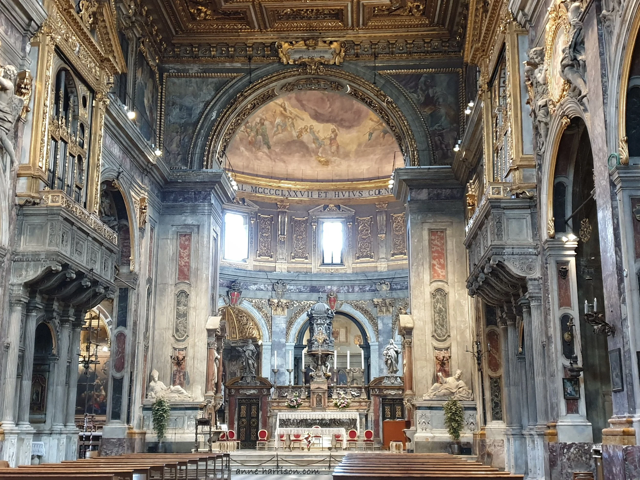 The altar and main nave of the Basilica della Santissima Annunziata, Florence