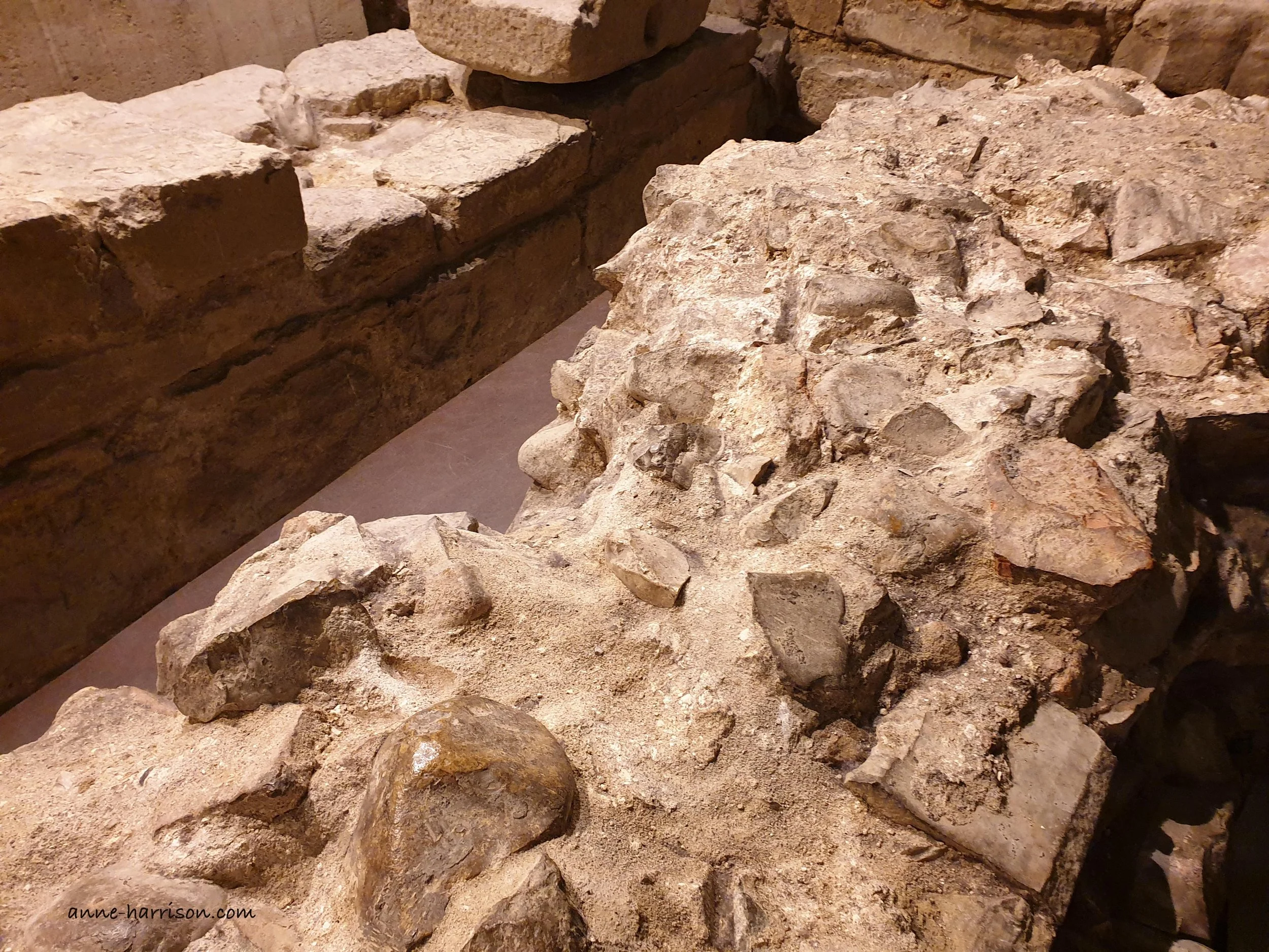 Part of the original stone wall of the Basilica of Sant Reparata, which lies beneath Florence's Duomo.