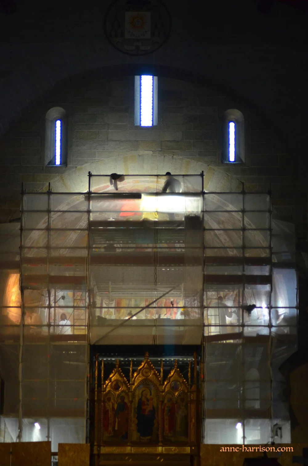 Restorers at work inside the cathedral, and its bell tower (c) A. Harrison