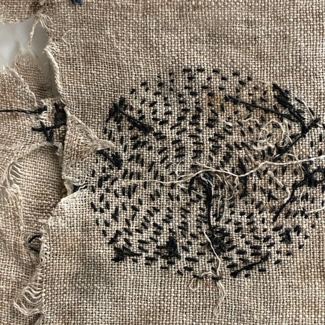 Buried Fabric Meditation Book Project, a global arts initiative created by Emma Freeman, textile artist and mixed media artist in Wisconsin to build community, share creative skills, and connect with nature in meaningful ways. We made hand embroidere