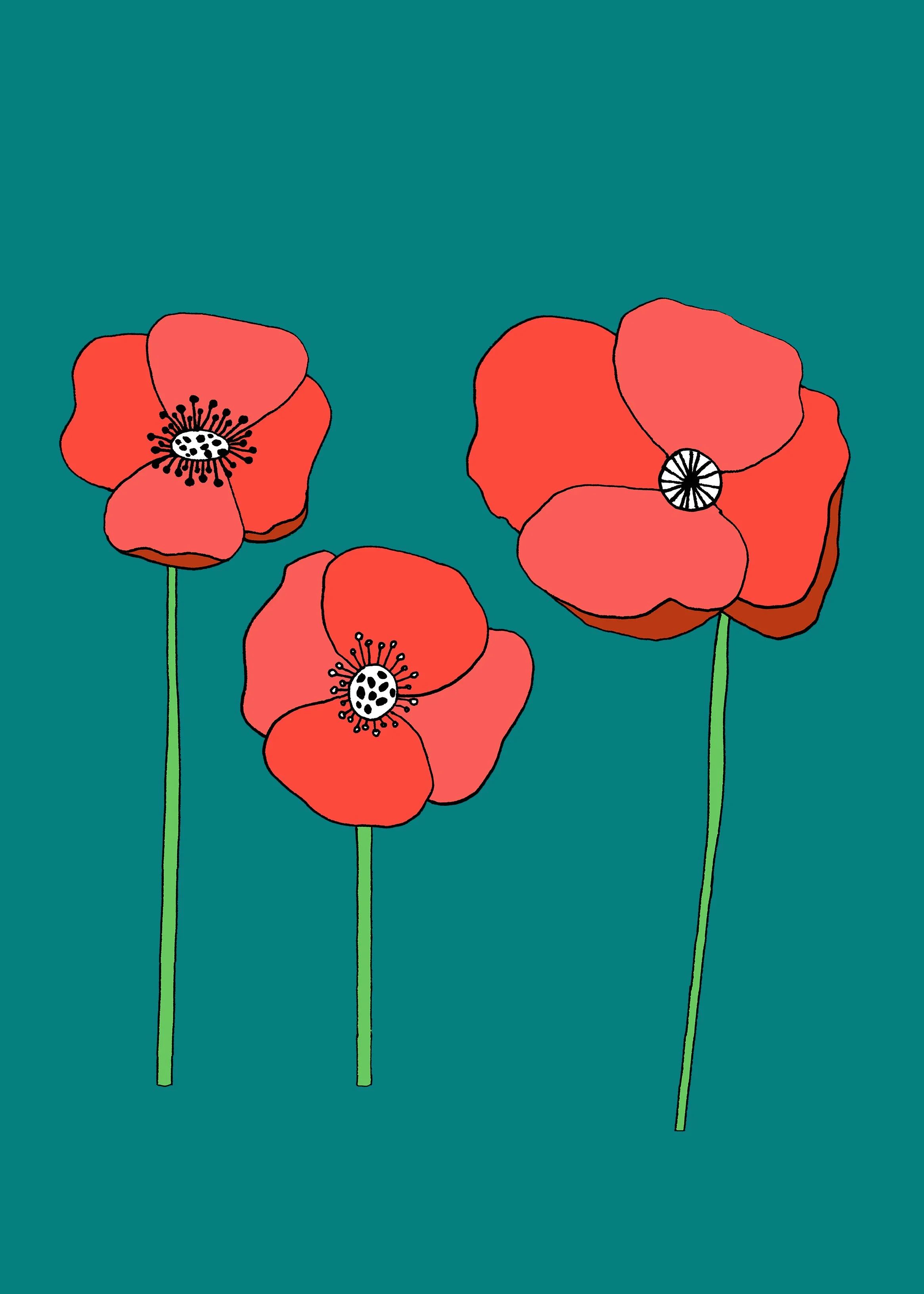 whimsical doodles and drawings by Emma Freeman Art, colorful, happy illustrations done by hand by Emma Freeman Art in Wisconsin, sketchbook artist, learning to draw, meditative drawing, drawing for fun, quirky illustration of imaginery poppy inspired