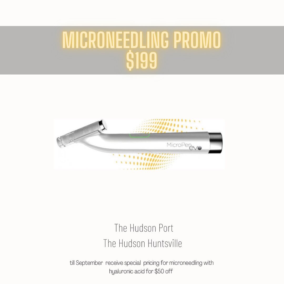 You guys asked and now you shall receive 💛🤩
💛 from now until September you can try microneedling with hyaluronic acid for $199 only at both HUNTSVILLE &amp; PORT!
🌻 some of the benefits include&hellip;
💛improved skin appearance 
💛acne scar and 