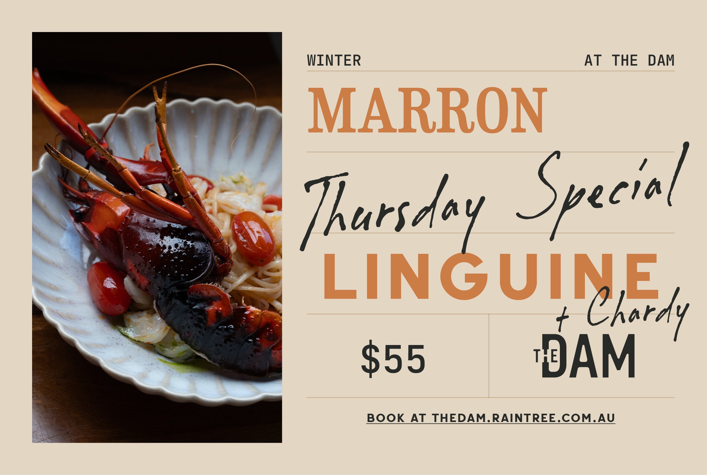 Thursday Special - Marron Linguine + Chardonnay!