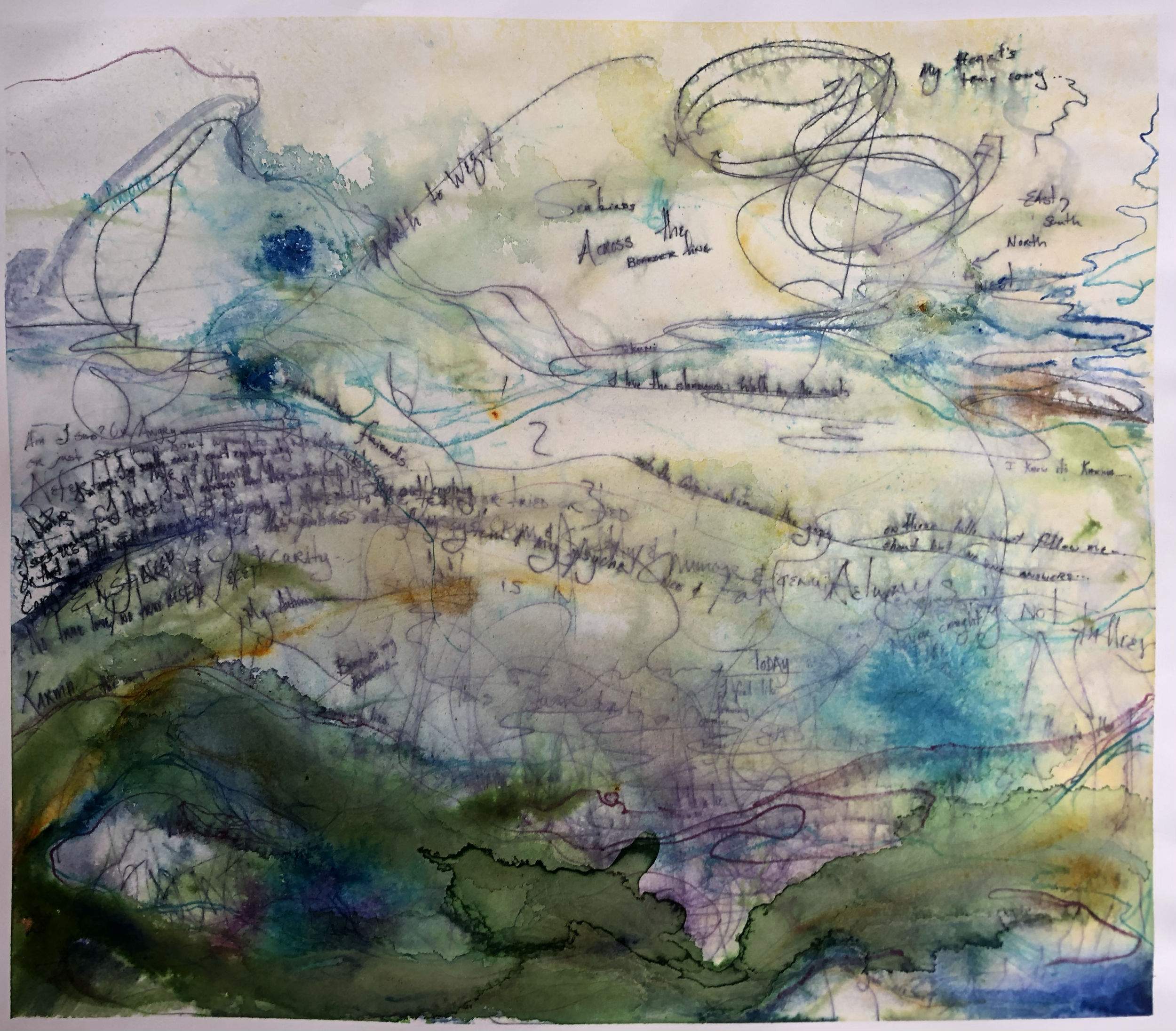 17) Emigre' Ink and acrylic on cotton rag paper, 18x22"