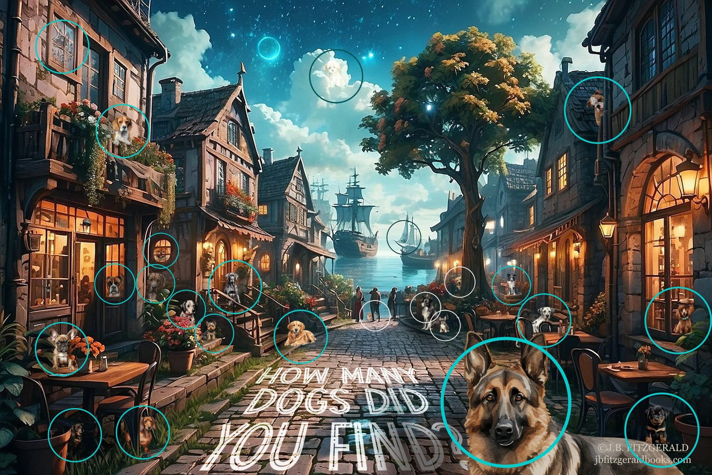 This Village Has Gone to the Dogs, a Seek-and-Find Game for National Scavenger Hunt Day, J.B. Fitzgerald, jbfitzgeraldbooks.com