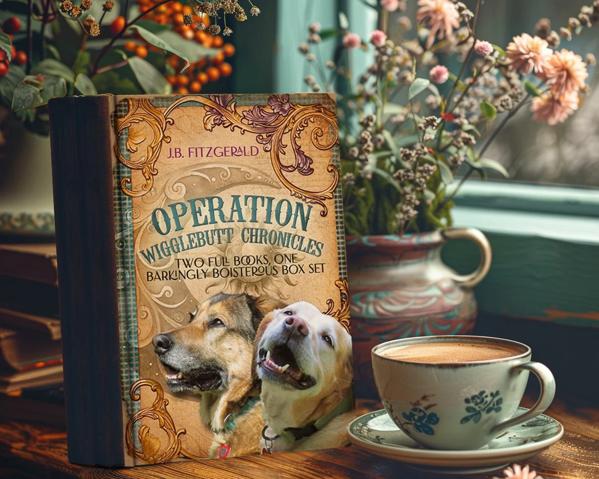 Operation Wigglebutt Chronicles: Two Full Books, One Barkingly Boisterous Box Set, an illustrated dog parenting memoir by J.B. Fitzgerald, jbfitzgeraldbooks.com