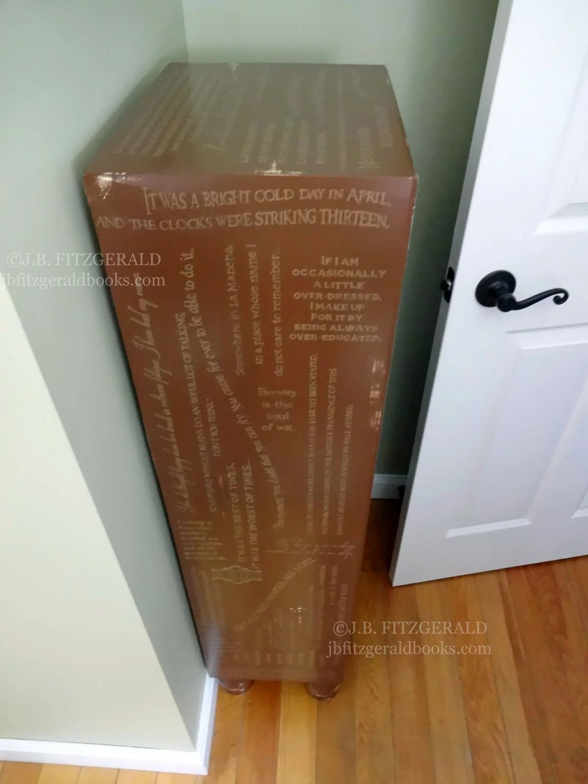 The Literati, hand-painted literary quote bookcase, J.B. Fitzgerald, jbfitzgeraldbooks.com