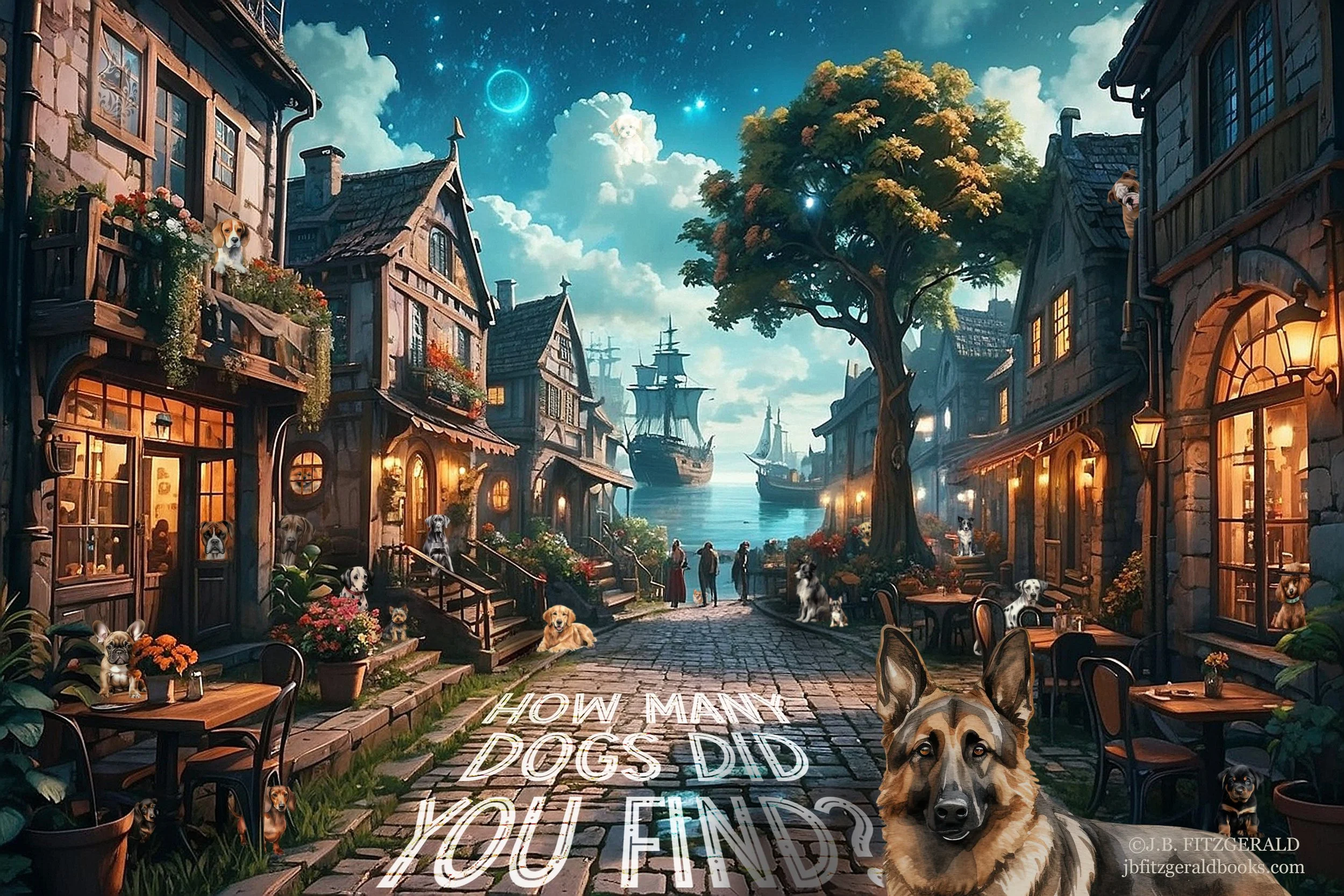 This Village Has Gone to the Dogs, a Seek-and-Find Game for National Scavenger Hunt Day, J.B. Fitzgerald, jbfitzgeraldbooks.com