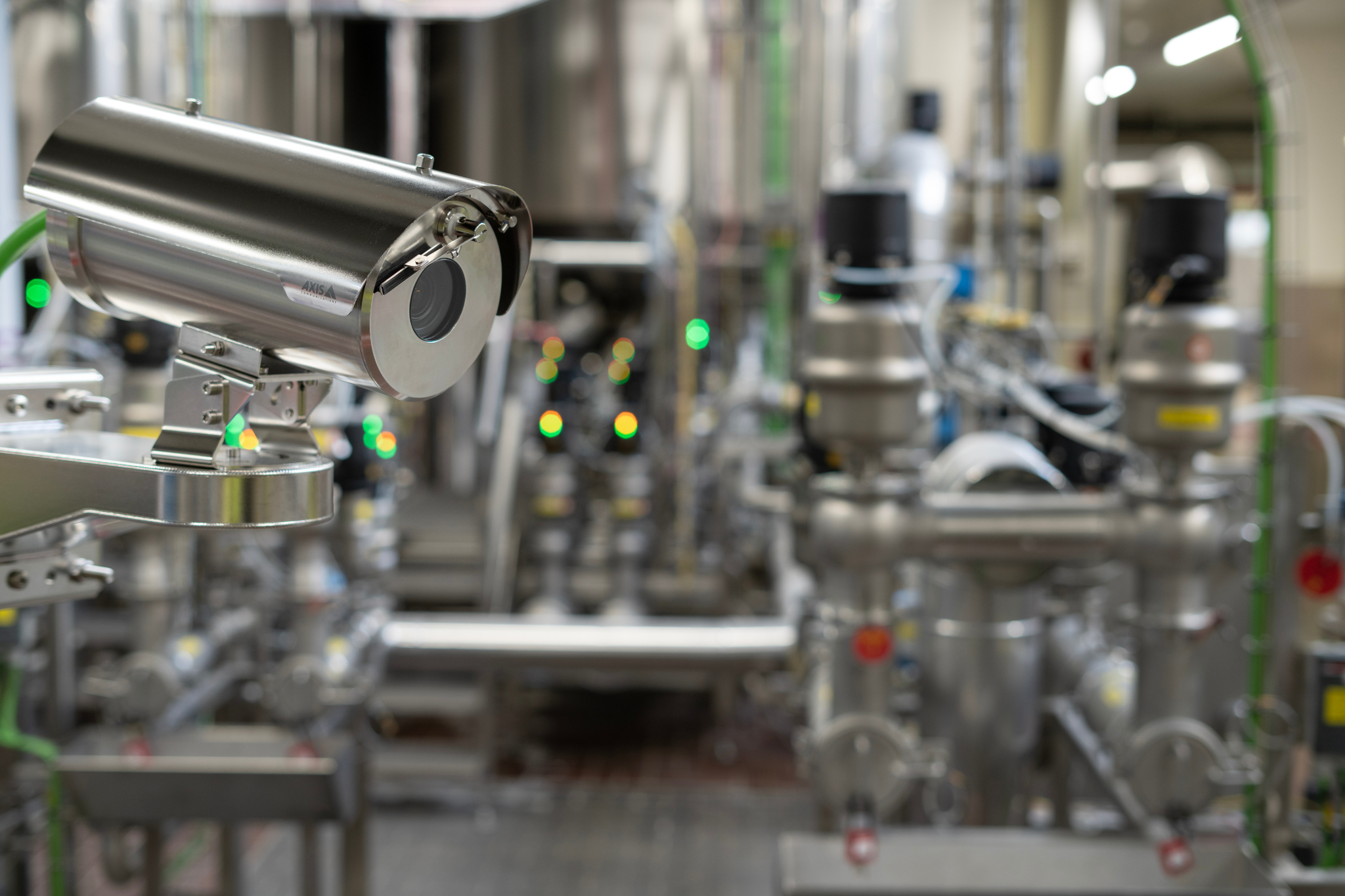 Explosion-protected industrial security camera monitoring hazardous environment