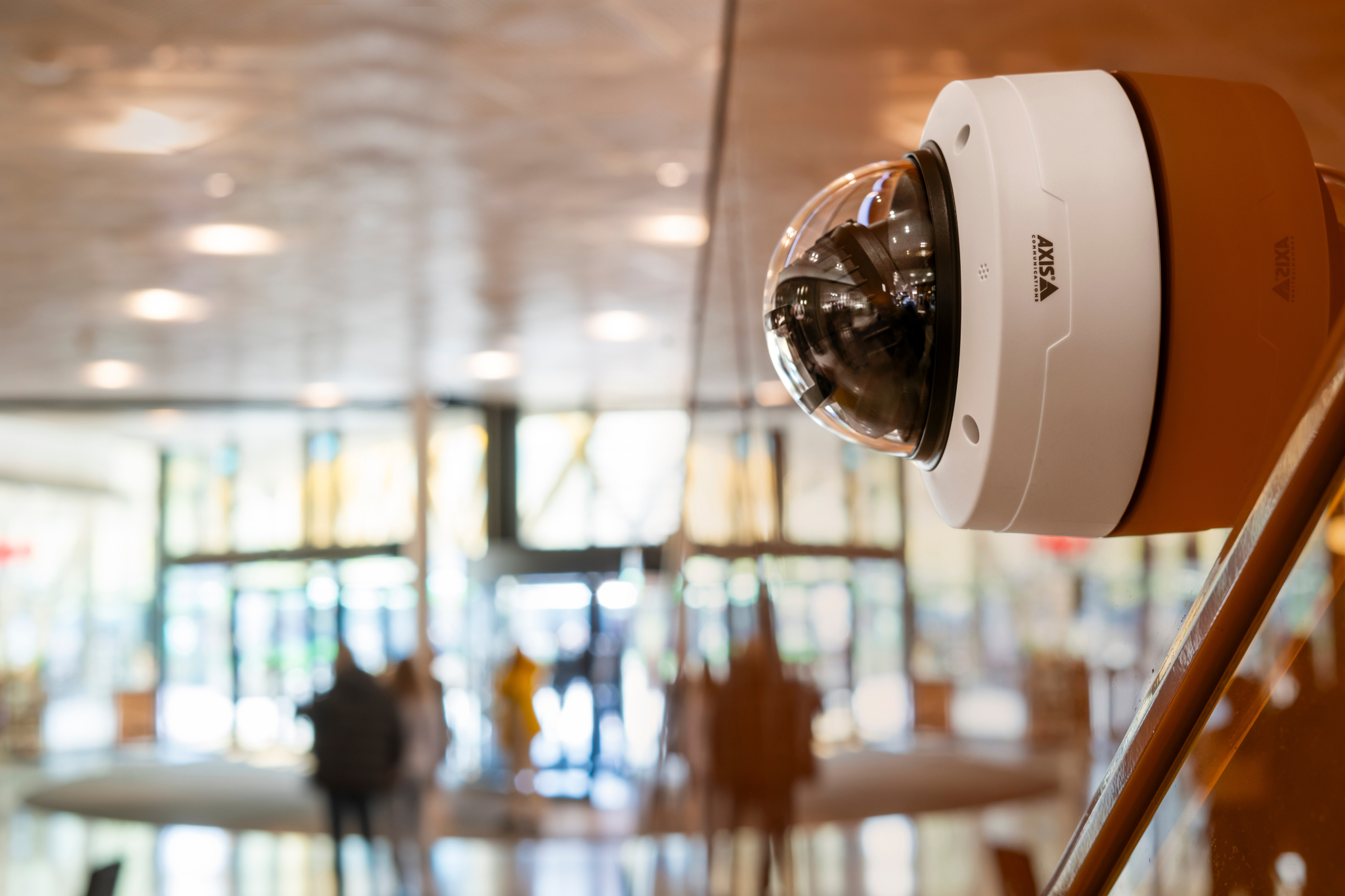 Dome CCTV camera installed in retail environment for theft prevention and monitoring
