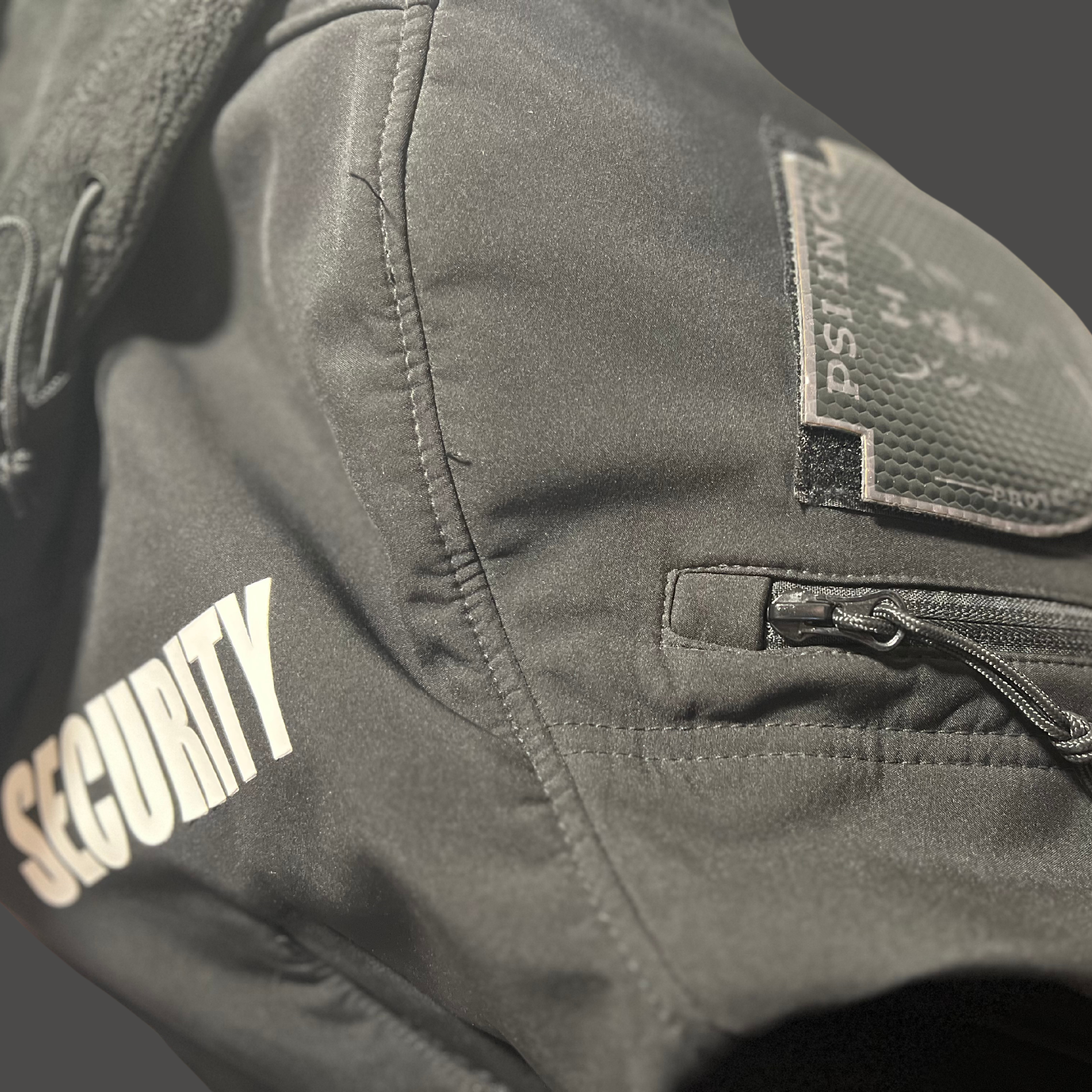 Security guard uniform with Protection Security Investigations branding