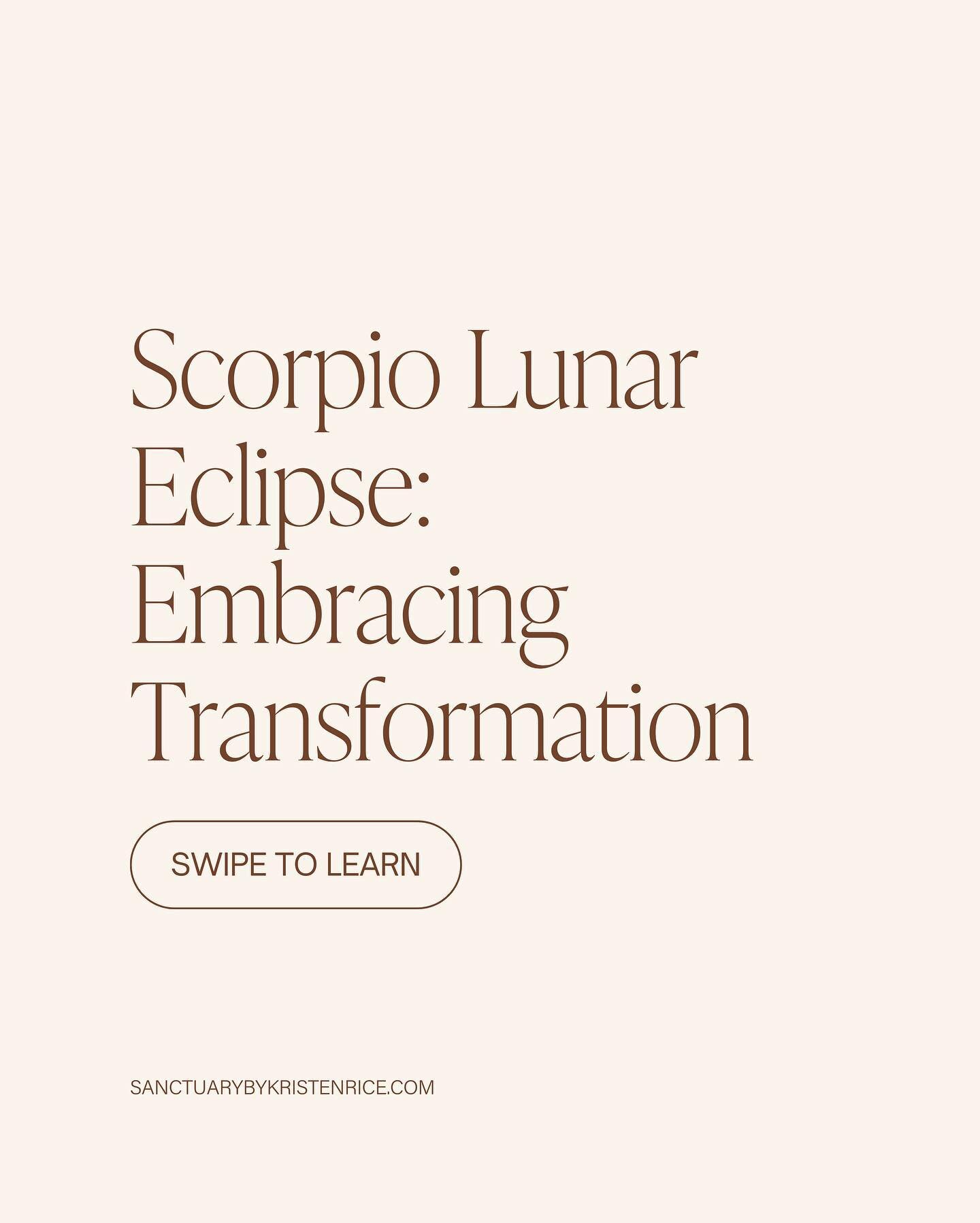 Scorpio is a sign intimately connected with the concept of death and rebirth.

The Scorpio Lunar Eclipse invites us to embrace the end of cycles and phases in our lives, recognizing that endings are a natural and necessary part of growth.

This accep