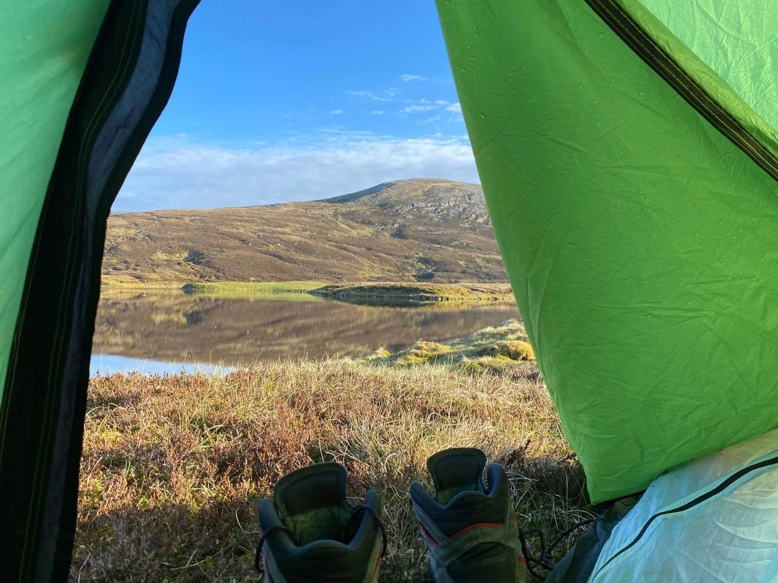 Tent view at Loch nan Eun.JPG