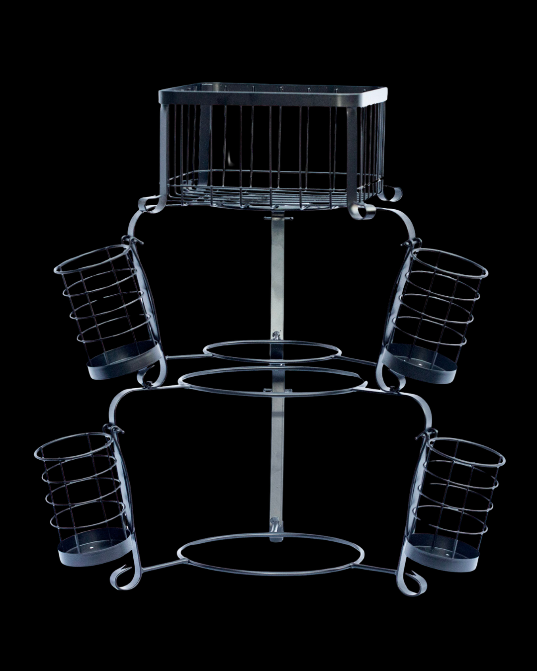 7-Piece Black Metal Serving Caddy