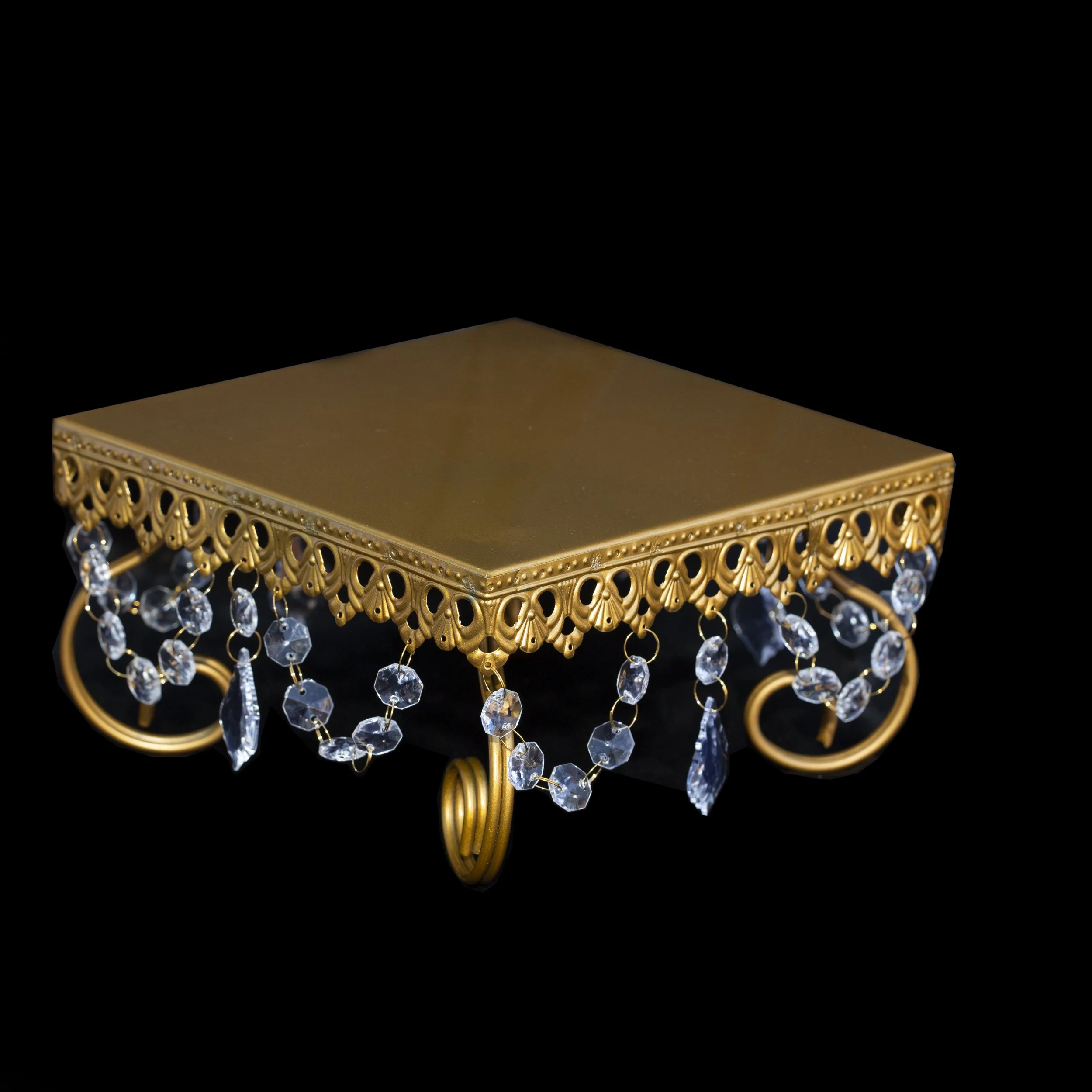 Gold Chandelier Square Cake Stand