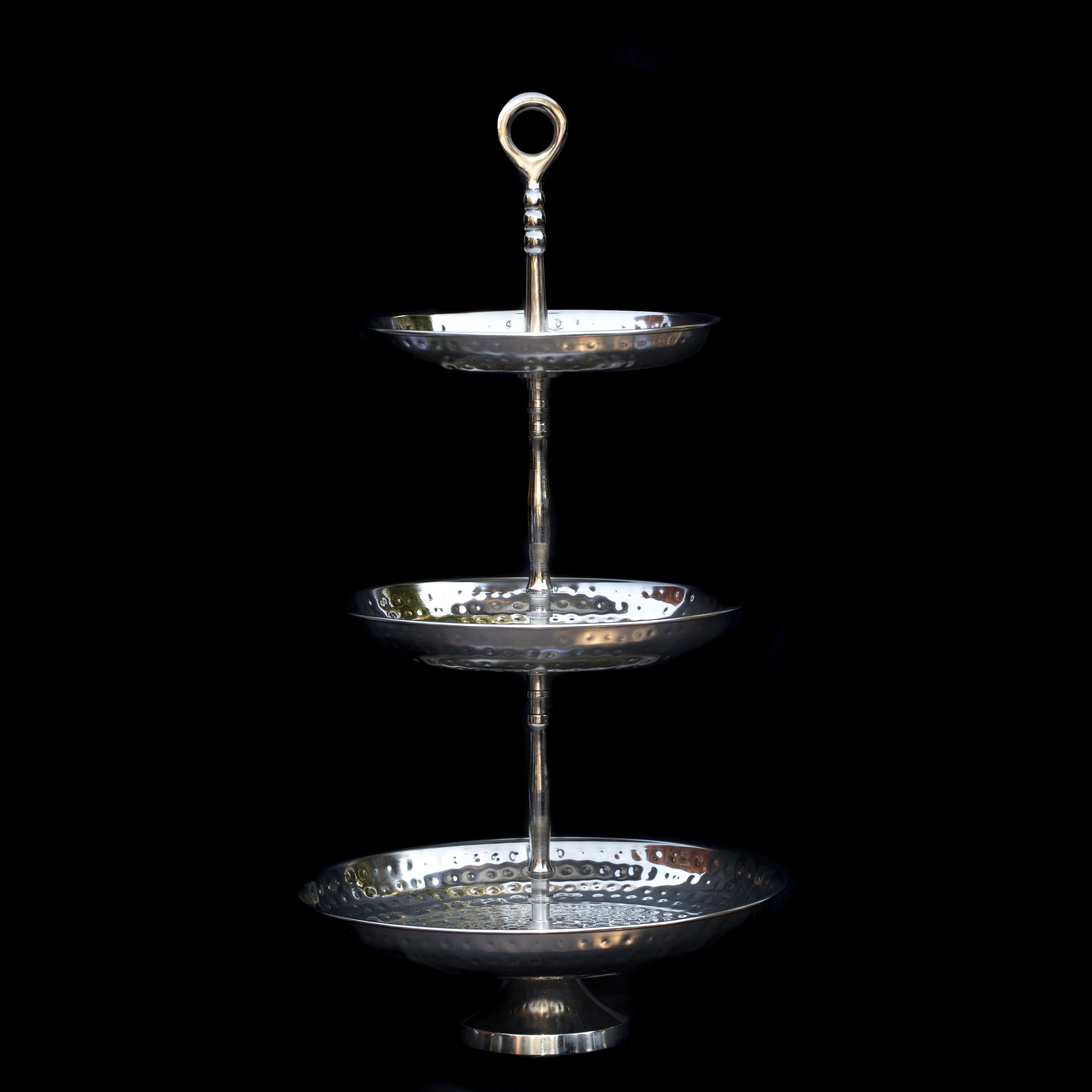 Metal 3-Tier Hammered Pastry Stand