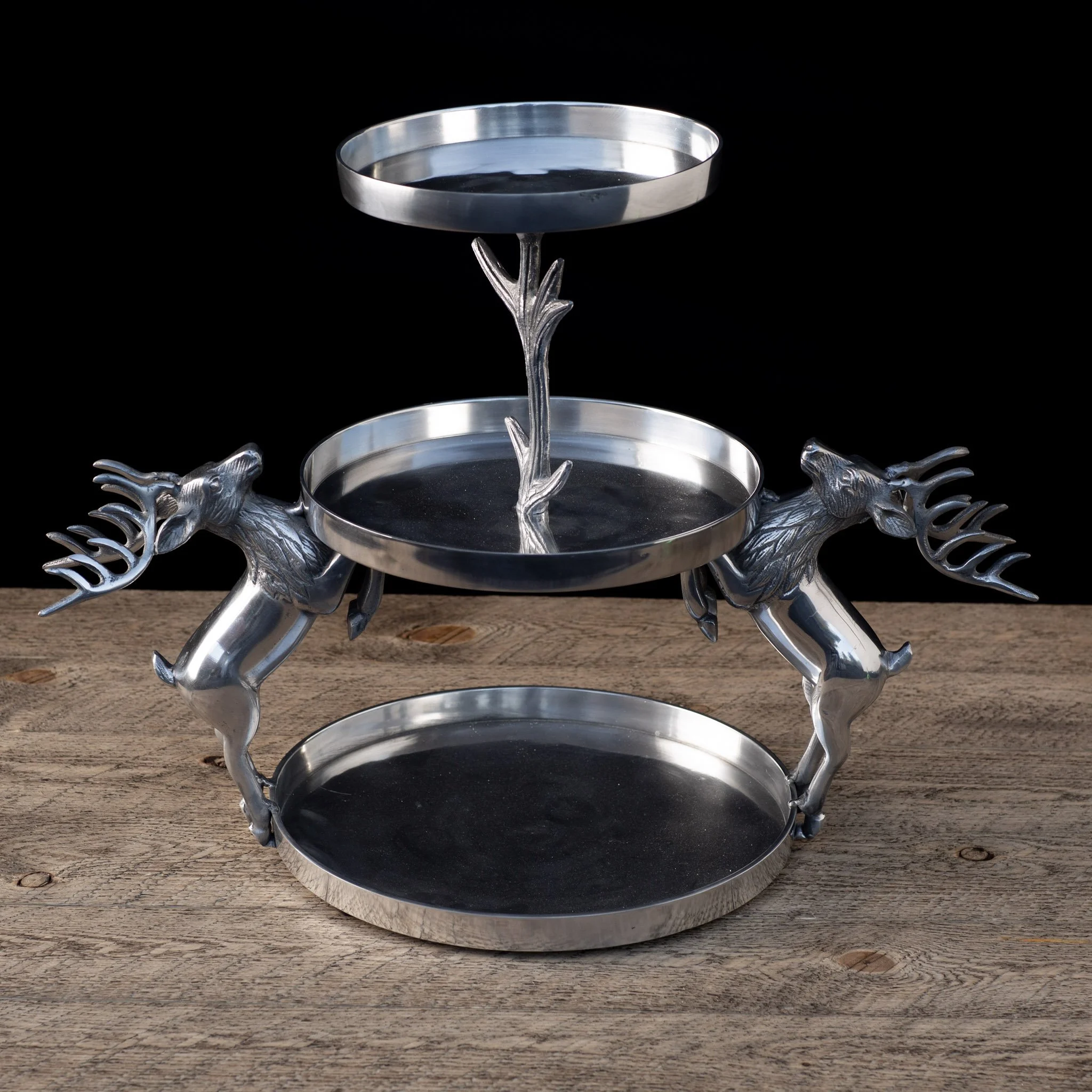 3-Tier Silver Stag Serving Stand