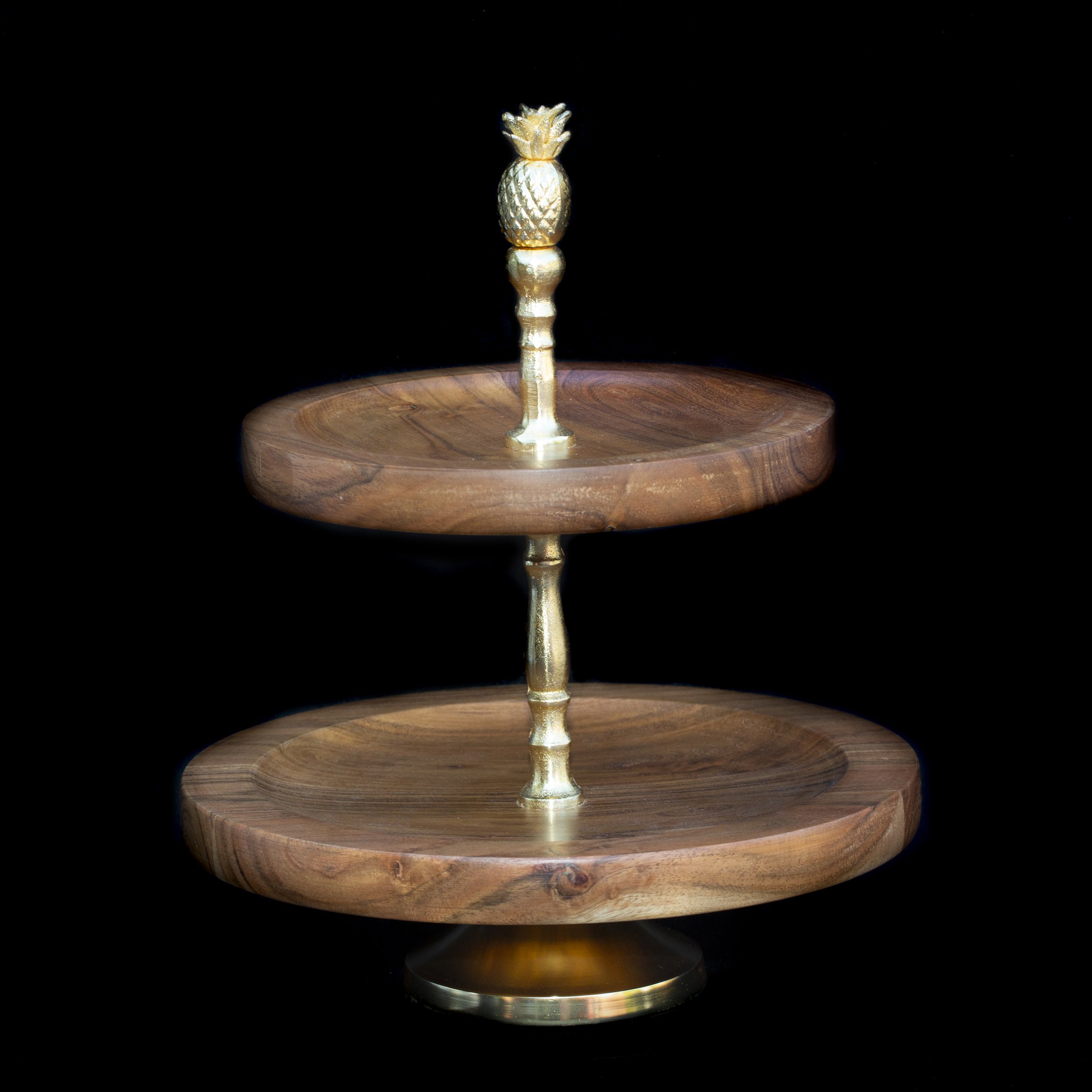 2-Tier Wooden Pineapple Serving Stand