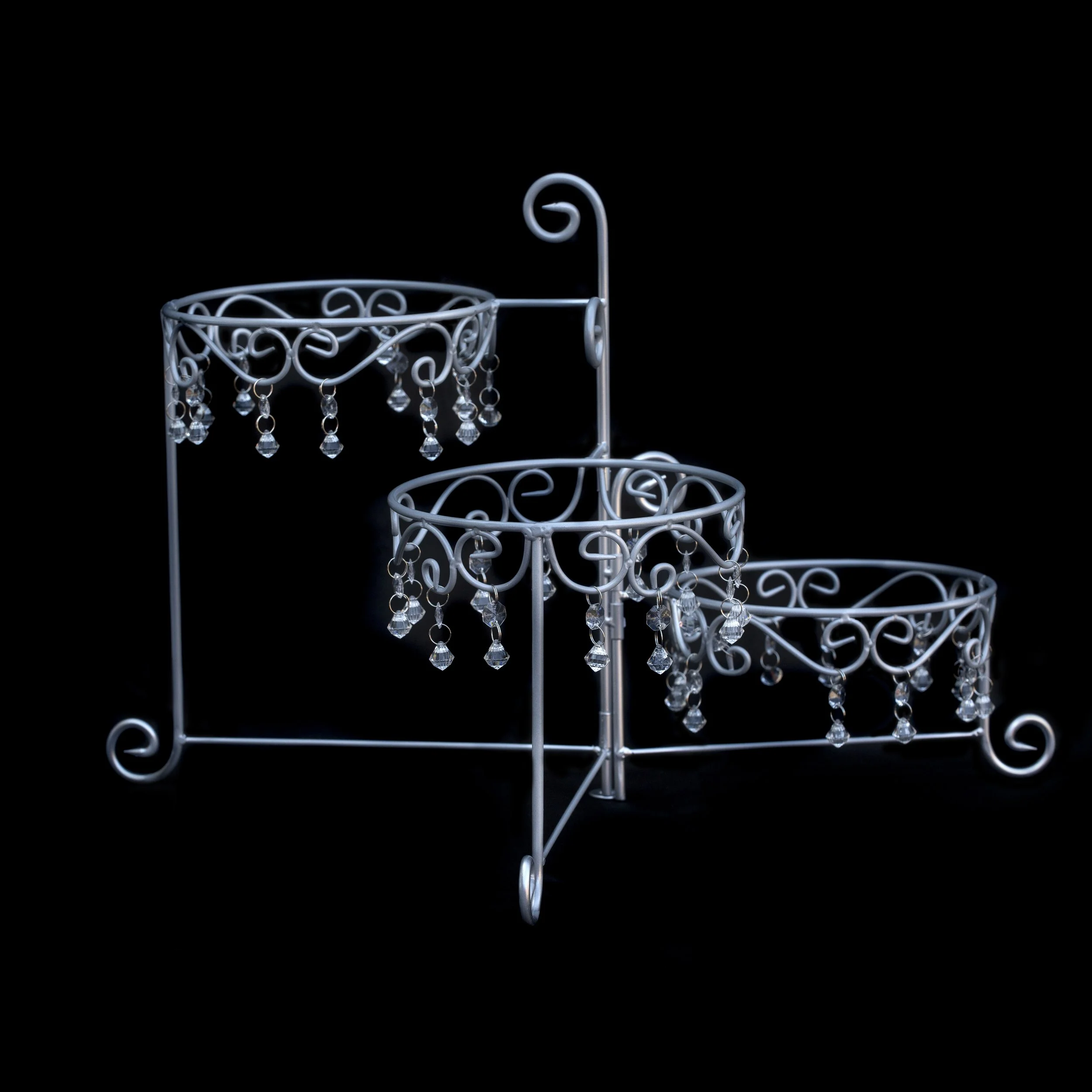 Beaded 3-Tier Silver-tone Swivel Server