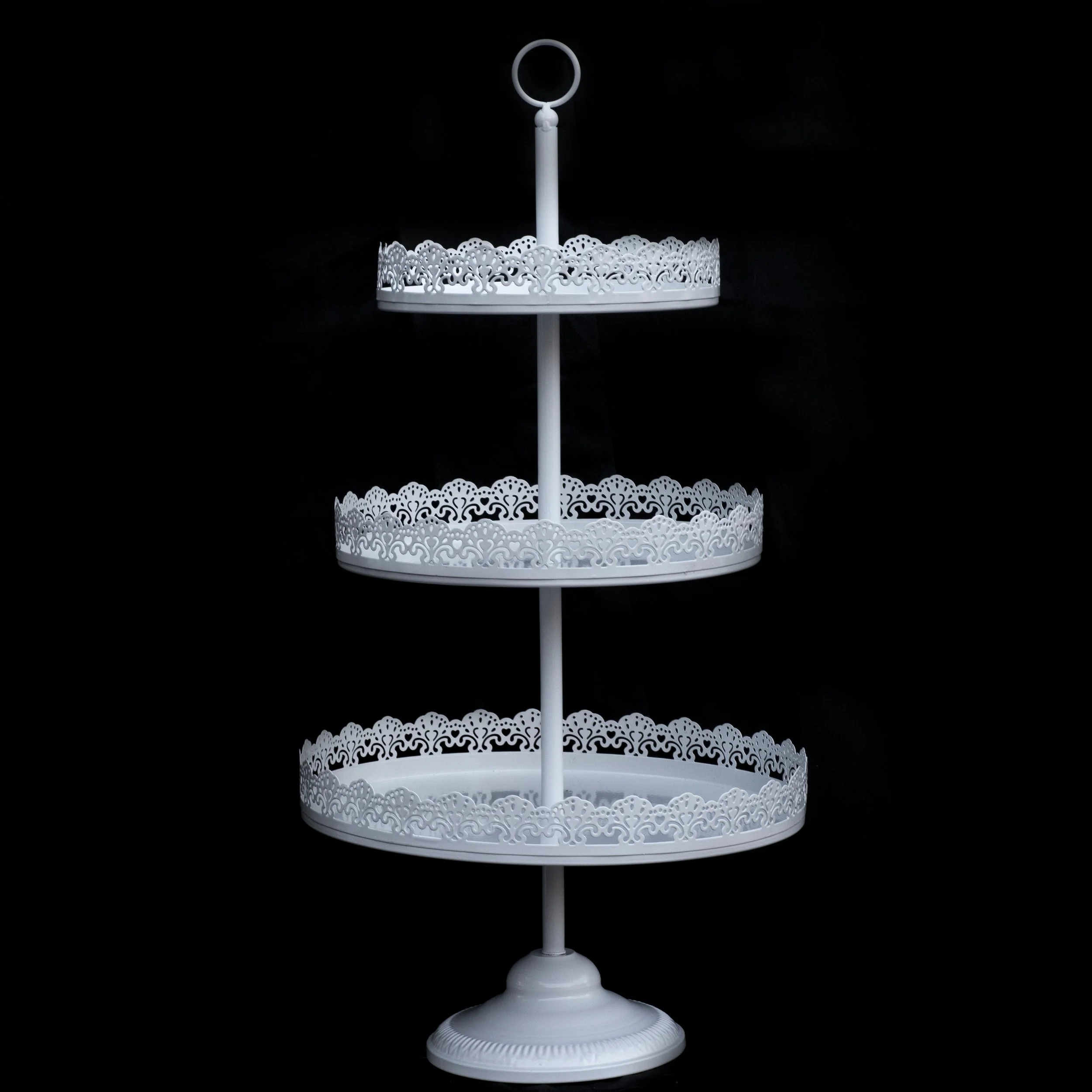 White 3-tiered Metal Dessert Stand
