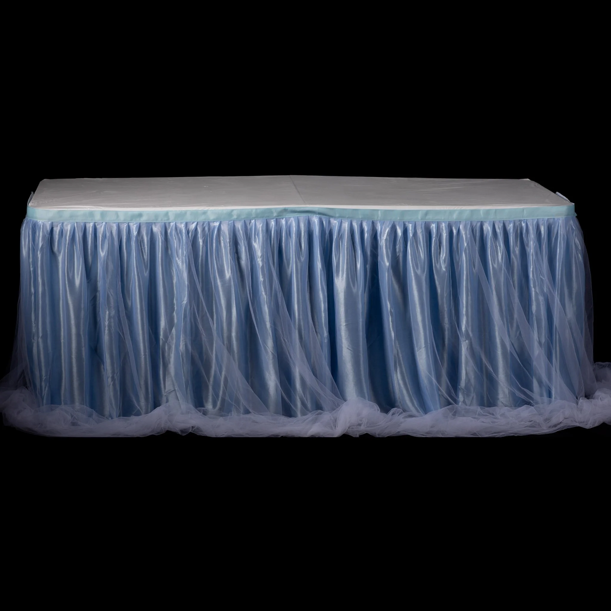 Blue Ruffle Tulle Table Skirt