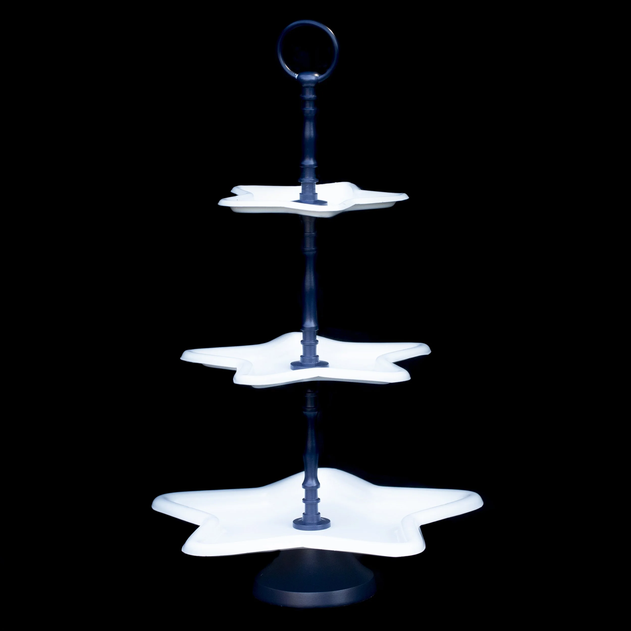 3-Tier White & Blue Star-Shaped Serving Stand