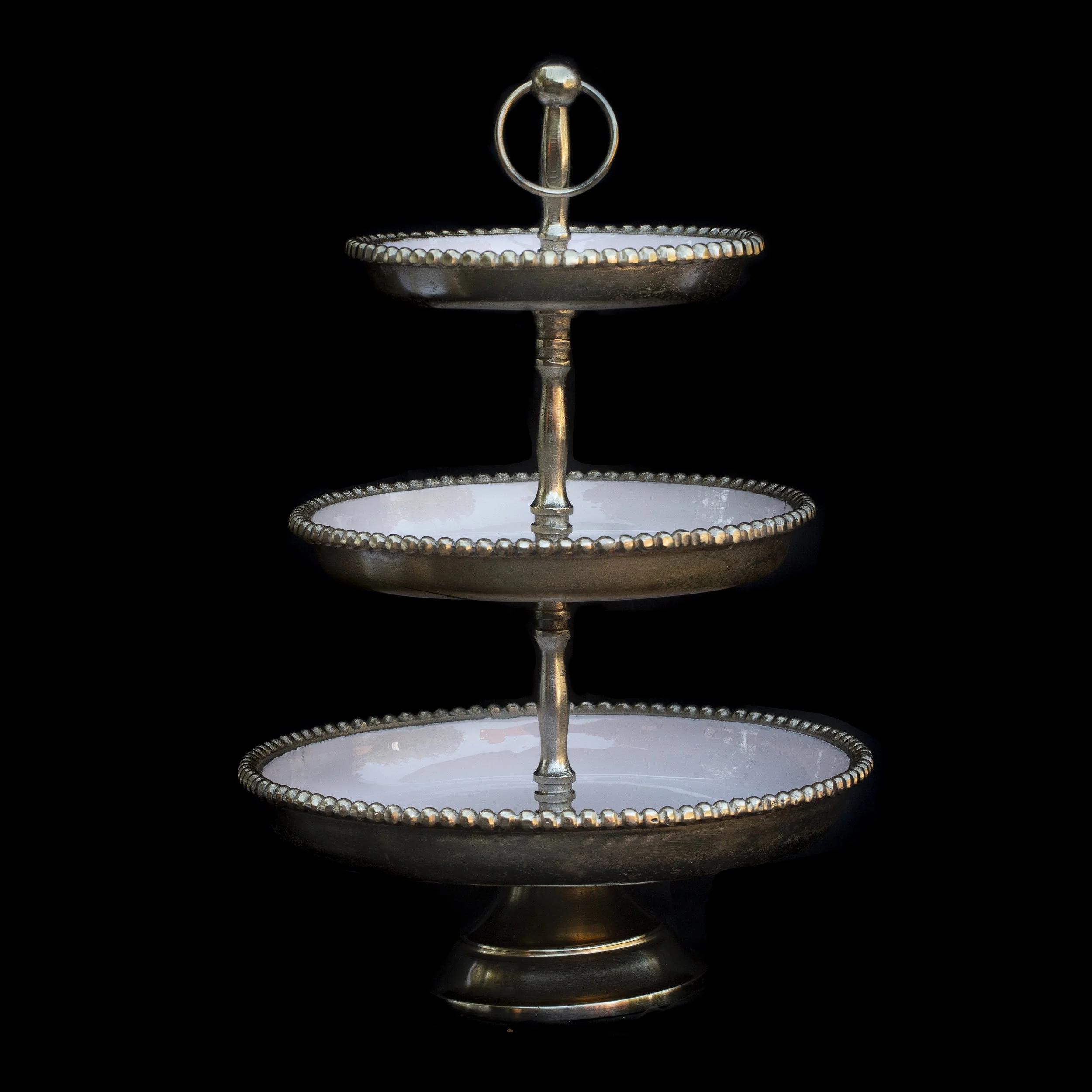 3-Tier Beaded Metal Serving Tray