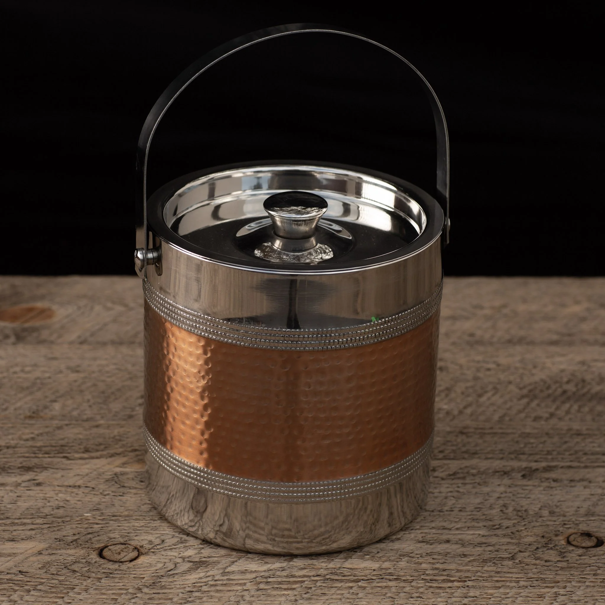 Silver & Copper Double-Wall Ice Bucket