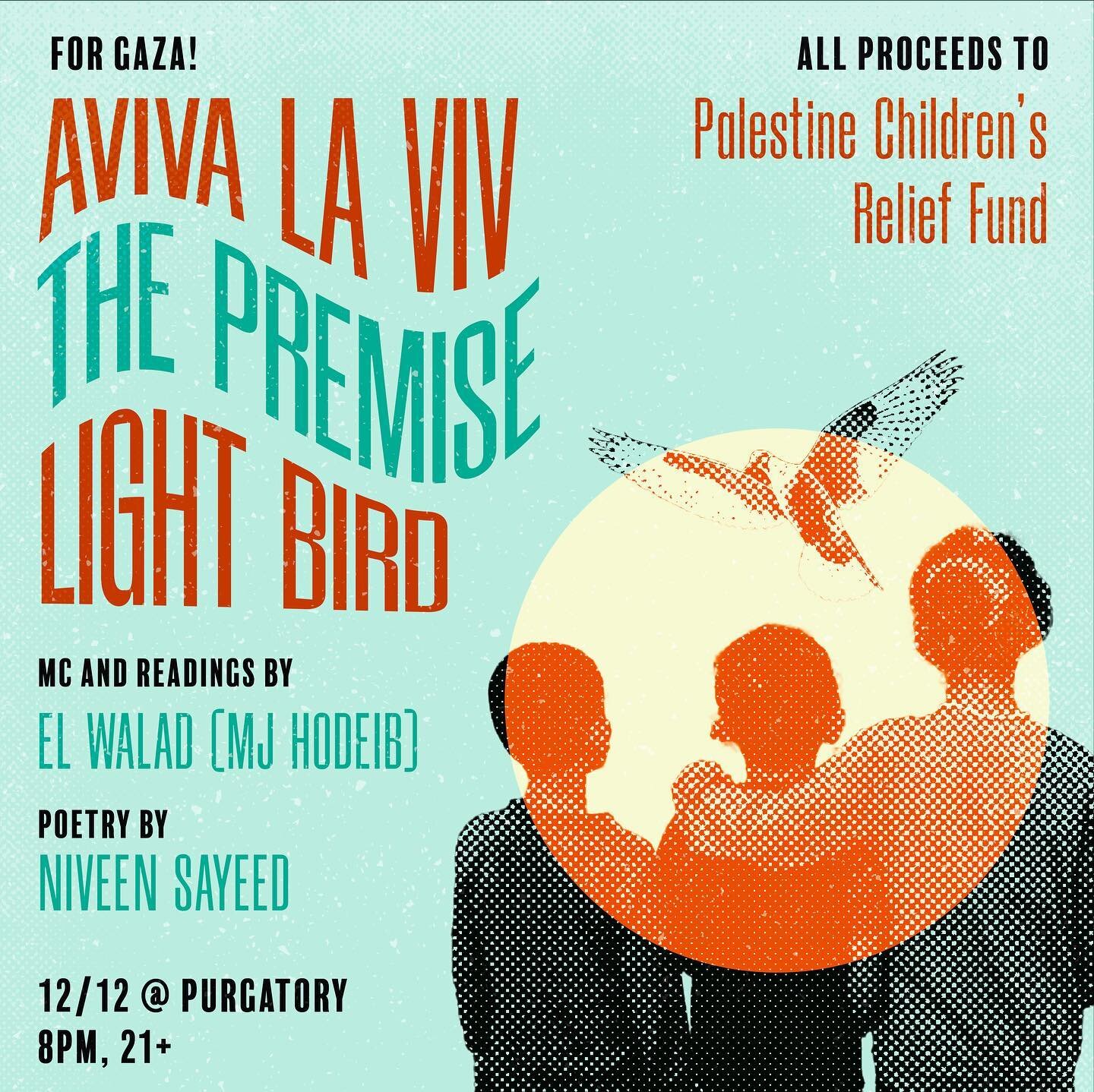 ❗️SHOW ALERT: TUESDAY 12/12 at @purgatory.bk  The people of Gaza need our help. Come support an all queer &amp; trans lineup of artists: myself along with @accept_the_premise , electro-space-folk duo; and @lightbirdmusic , Trans indie folk singer and
