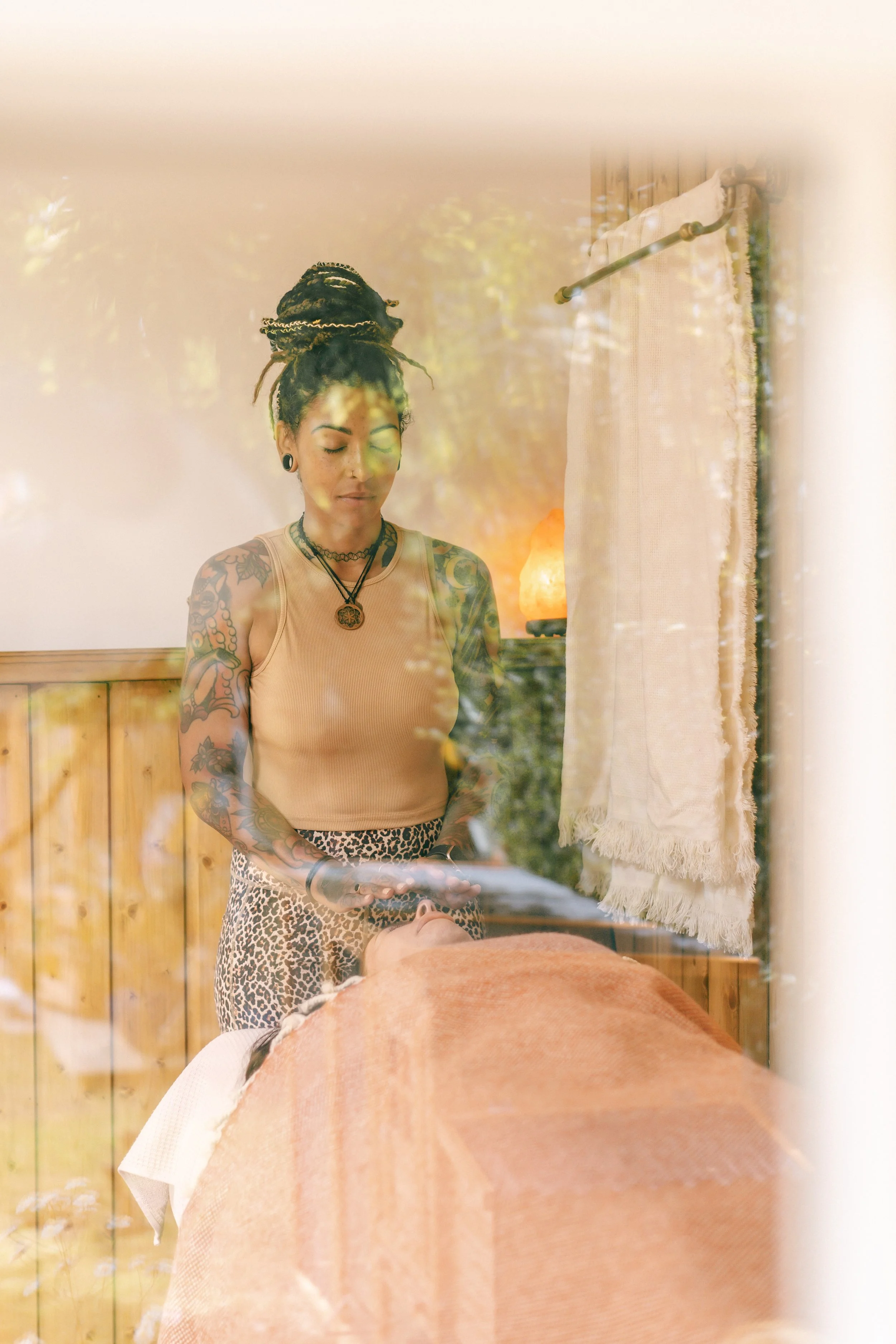 Reiki healer brand photography by Photography by Trish — natural light session capturing an intimate healing moment, Cambridge wellness brand photographer