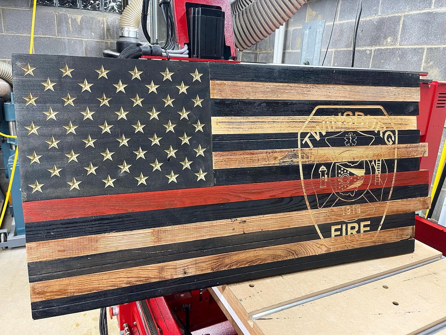 @twinsburg_fire flag turned out amazing. Great work by Tony @trotwoodshop.

Made from reclaimed heart pine and poplar flooring salvaged from the old Twinsburg school and the Provo House in Wickliffe, Ohio respectively.
&bull;
&bull;
&bull;
&bull;
#re