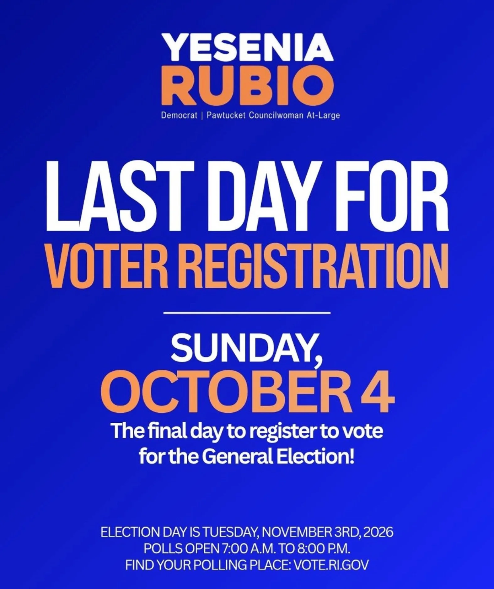 Happy October! 🍂 Make sure you&rsquo;re ready to vote! 🗳️

Sunday, October 4 is the deadline to register to vote for the November 3 General Election!

Whether you&rsquo;re registering for the first time or just need to update your information, take