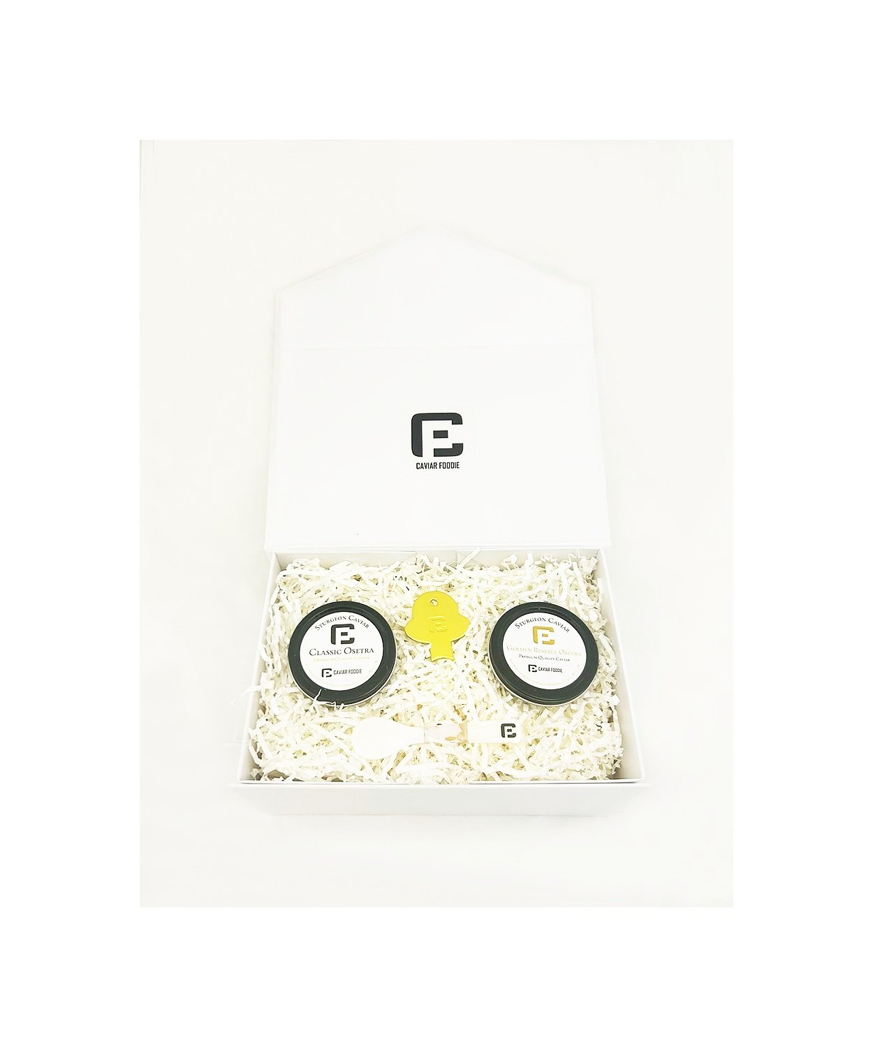 Sturrgeon Caviar Gift Box + Mother of Pearl spoon & caviar key-tin opener- CAVIAR FOODIE, Toronto, Vancouver, Montreal, Ottawa, Edmonton, Calgary, Winnipeg, Halifax, Canada