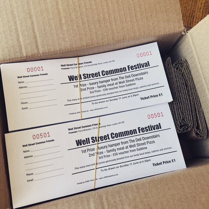 #raffle tickets are here! Join us for a chance to win some incredible prizes from our amazing sponsors. 

🌞 Sunday June 11th

#wellstreetcommonfestival
@wellstreetpizza
@sublime.ldn
@delidownstairs 
@allpointseastuk