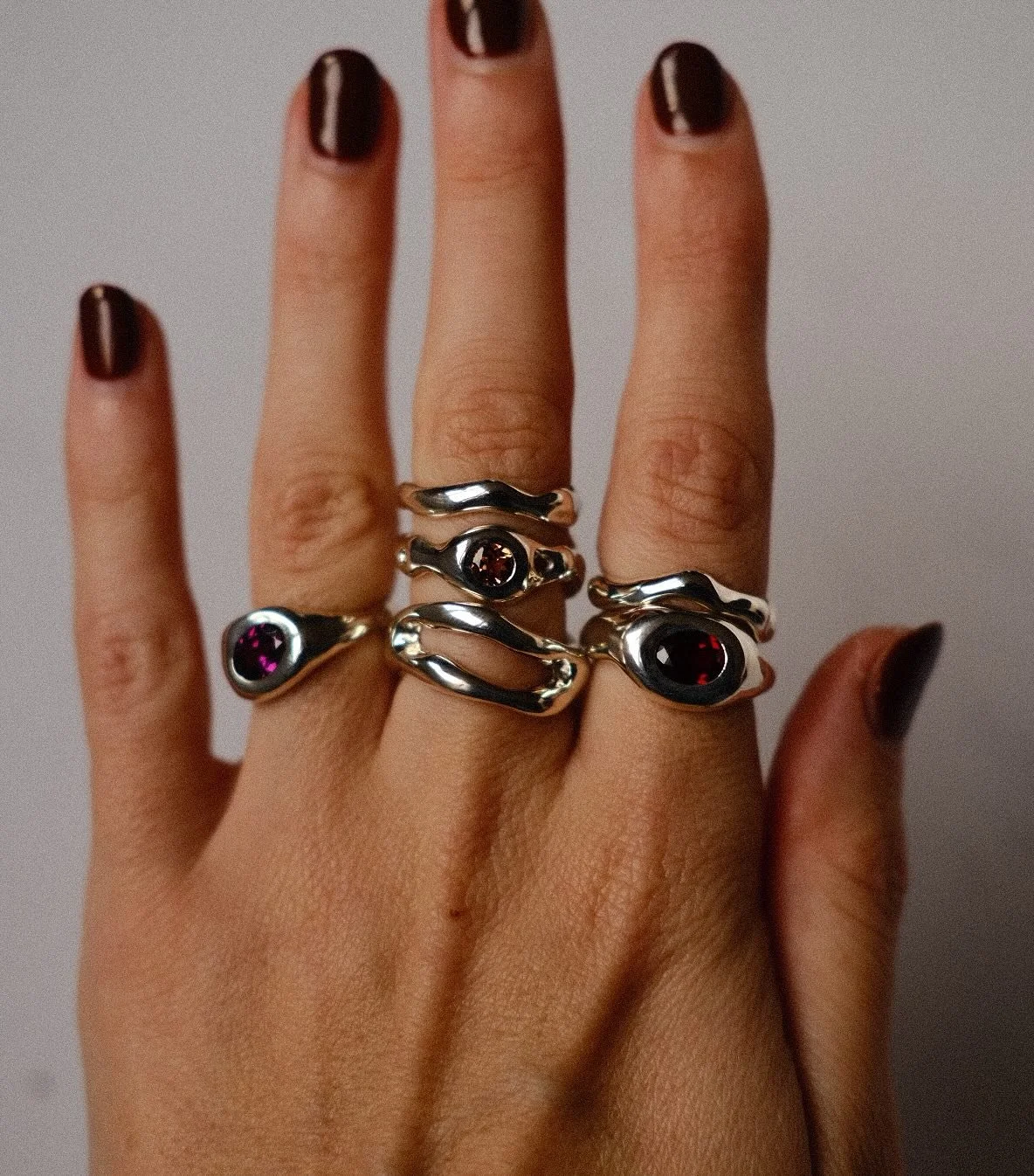 Forged in flames but inspired by the waves. ❤️&zwj;🔥🌊

The influx collection features one-of-kind pieces made from handcarved forms in recycled silver, that melt around hand-selected gemstones. 💎 
Each piece was designed and crafted on the Jurassi