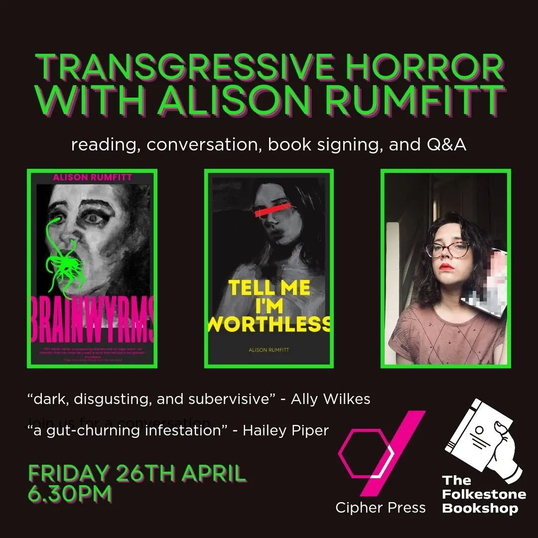 Have you booked your tickets 👀

Friday 26TH April 6:30PM.

We are thrilled to welcome @alison.zone to Folkestone, where we will be looking into the transgressive ways in which authors are reshaping the horror genre. 

Horror is a powerful medium to 
